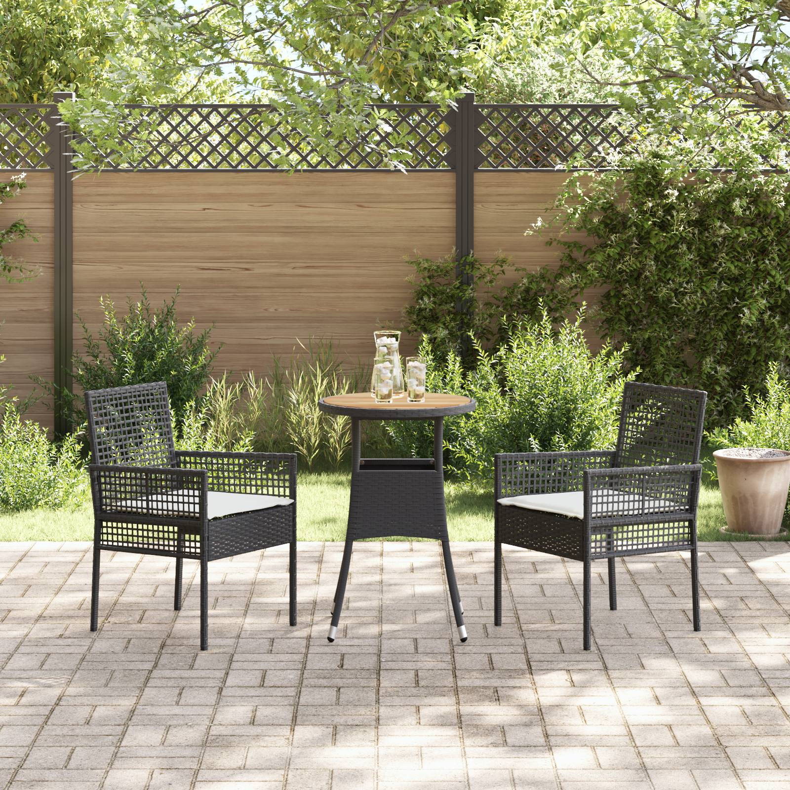 vidaXL 3-tlg. Garten-Essgruppe Schwarz Poly Rattan