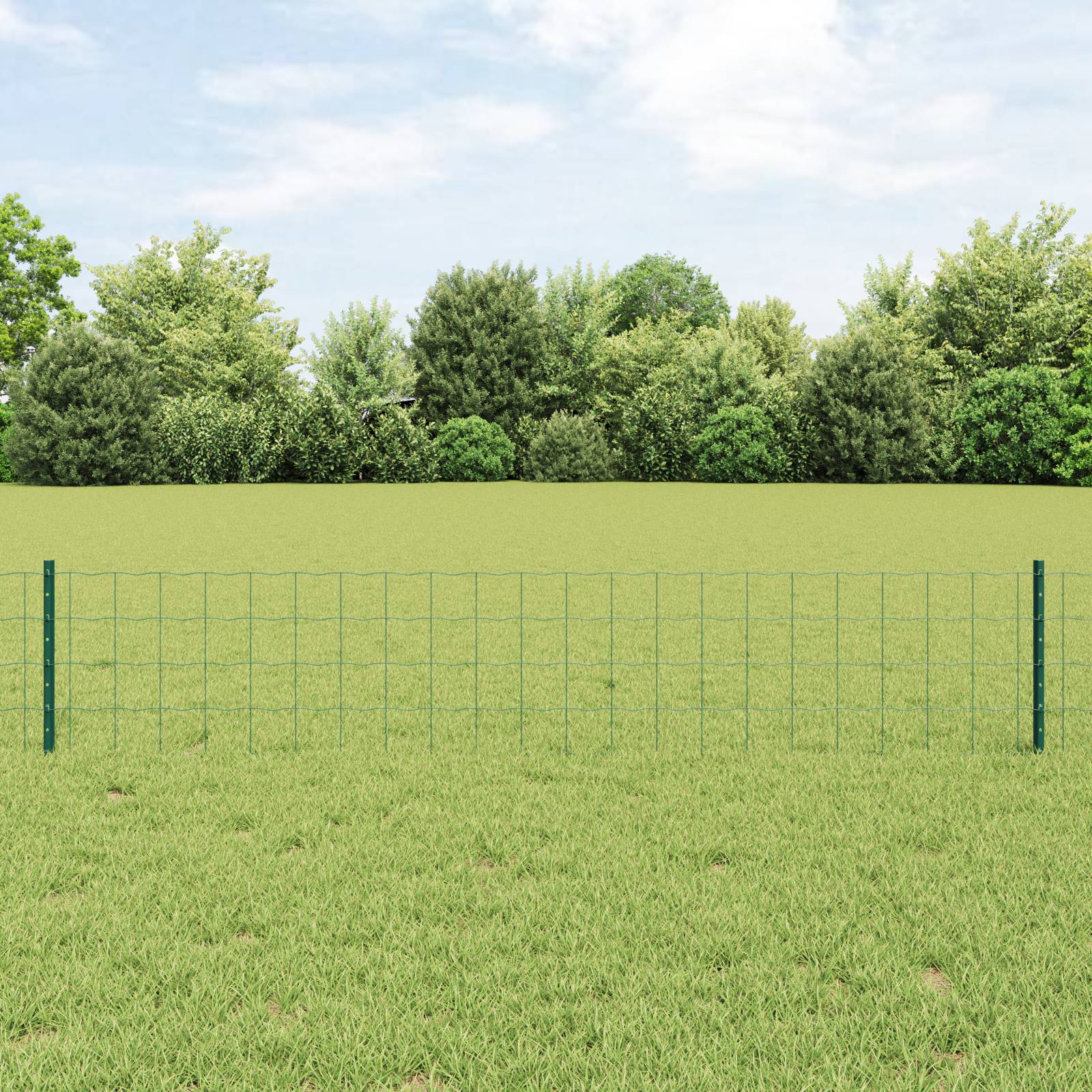 vidaXL Eurozaun mit 5 U-Pfosten Grün 0,4x10 m Stahl