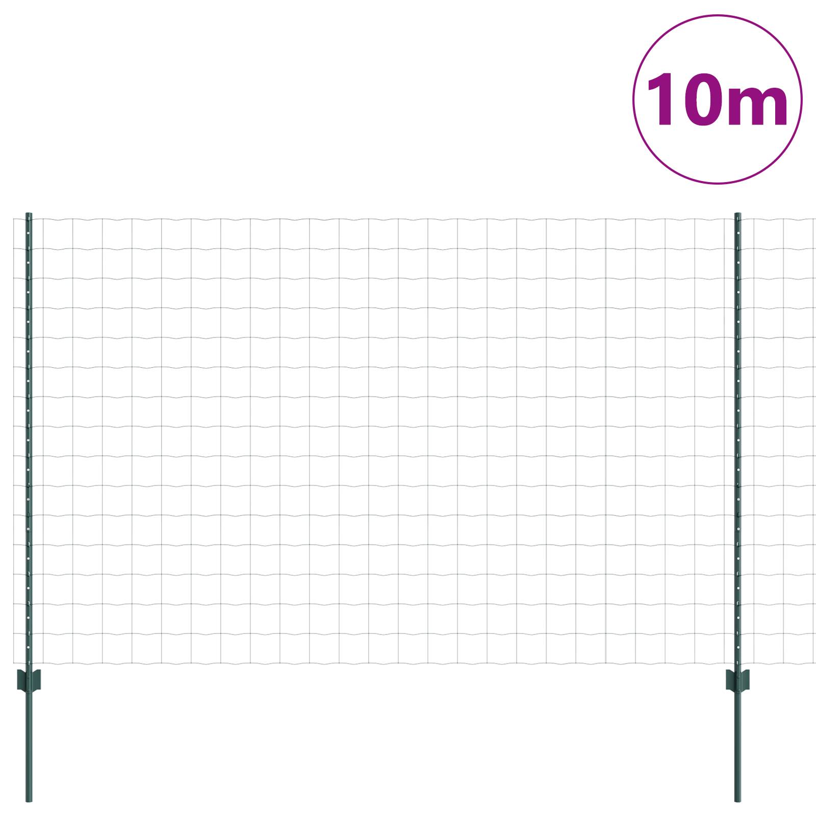 vidaXL Euro-Zaun mit 5 U-Pfosten Grün 1,6x10 m Stahl