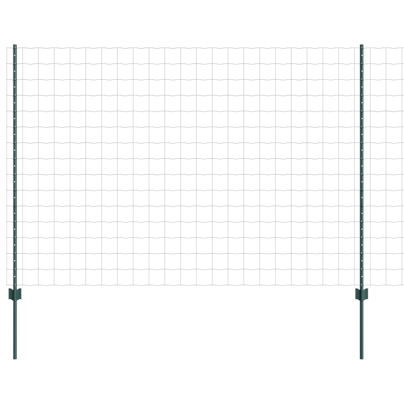 vidaXL Euro-Zaun mit 5 U-Pfosten Grün 1,6x10 m Stahl