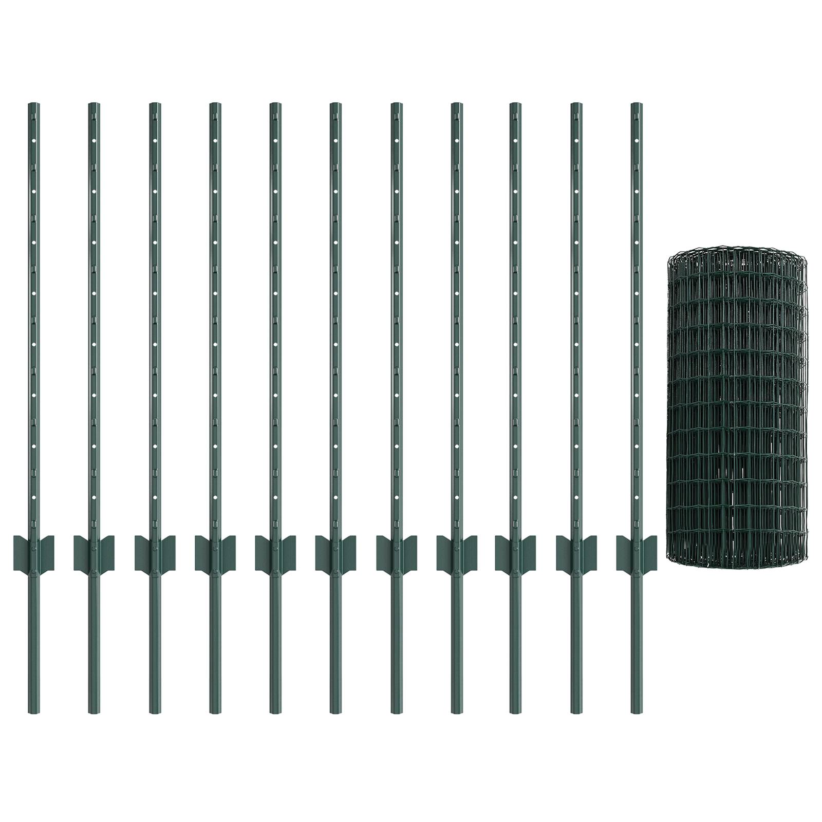 vidaXL Euro Zaun mit 11 U Pfosten Grün 0,8x25 m Stahl