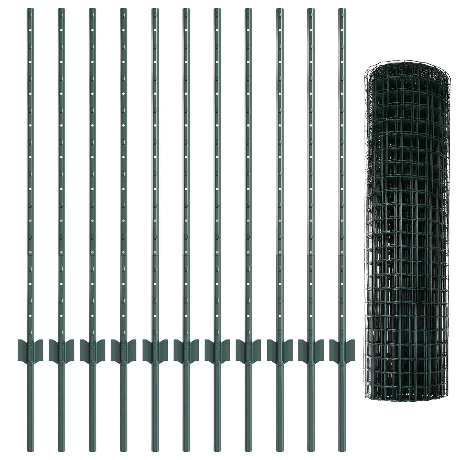 vidaXL Gartenzaunset 2-teilig Grün Stahl 25 x 1 m Langlebig