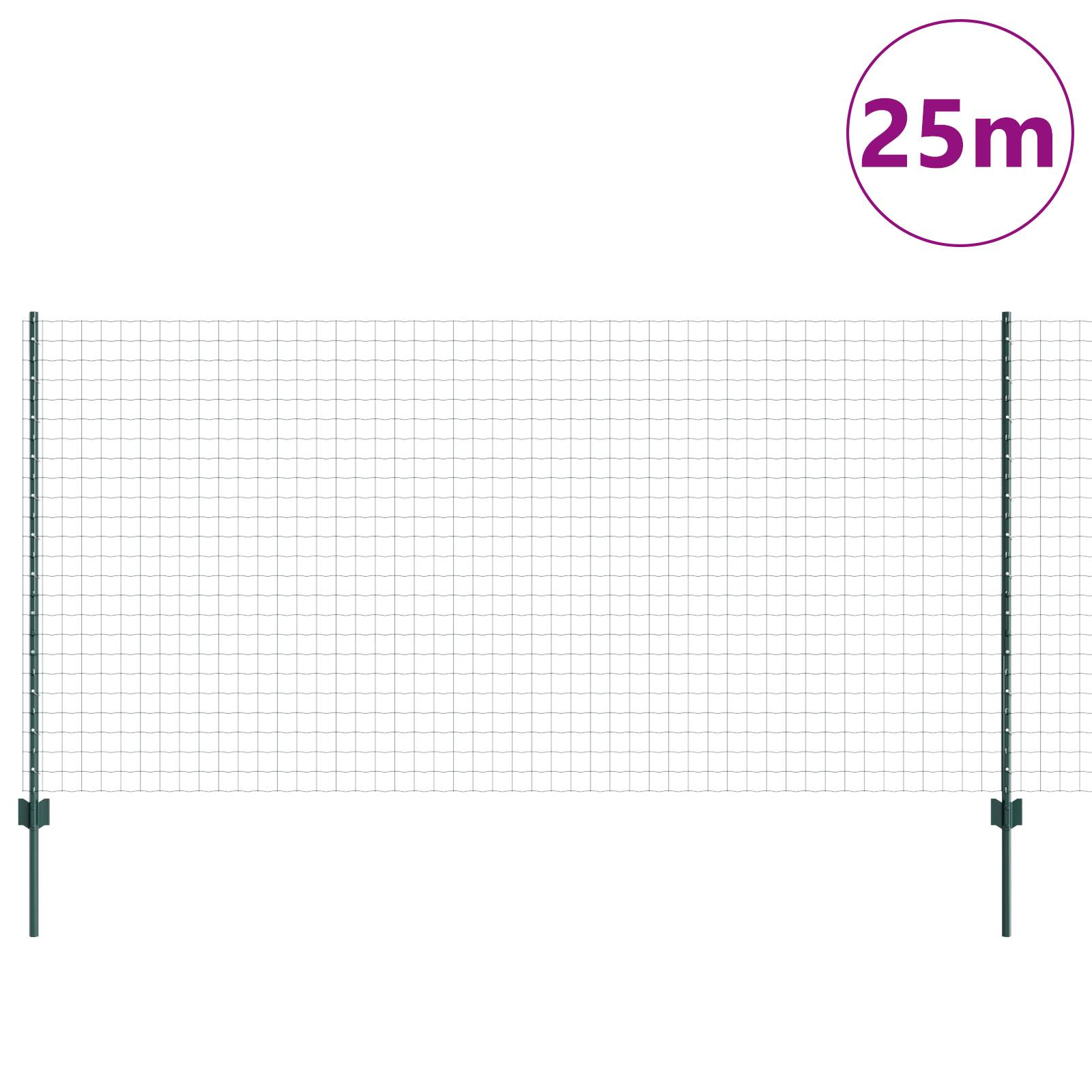 vidaXL Euro Zaun mit 11 U Pfosten Grün 1,2x25 m Stahl