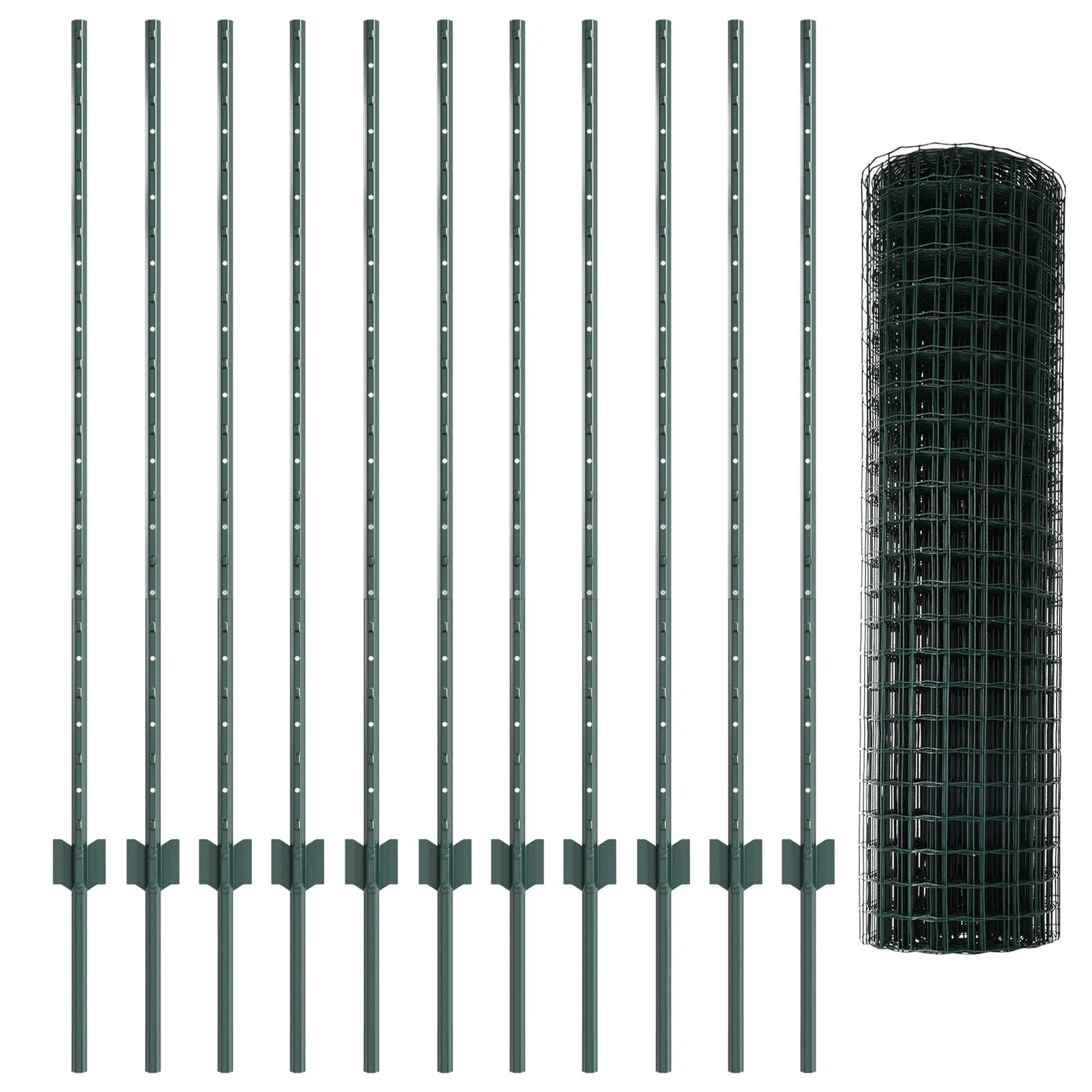 vidaXL Gartenzaunset Set von 2 Grün PVC-beschichtetes Metall