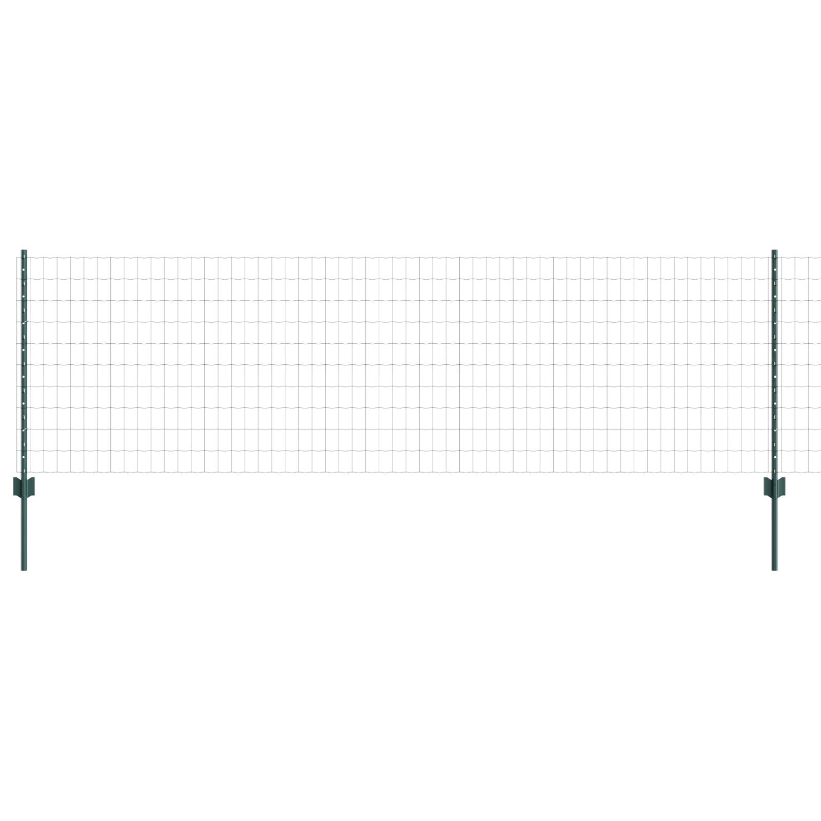 vidaXL Eurozaun mit 5 U-Posts Grün 0,8x10 m Stahl