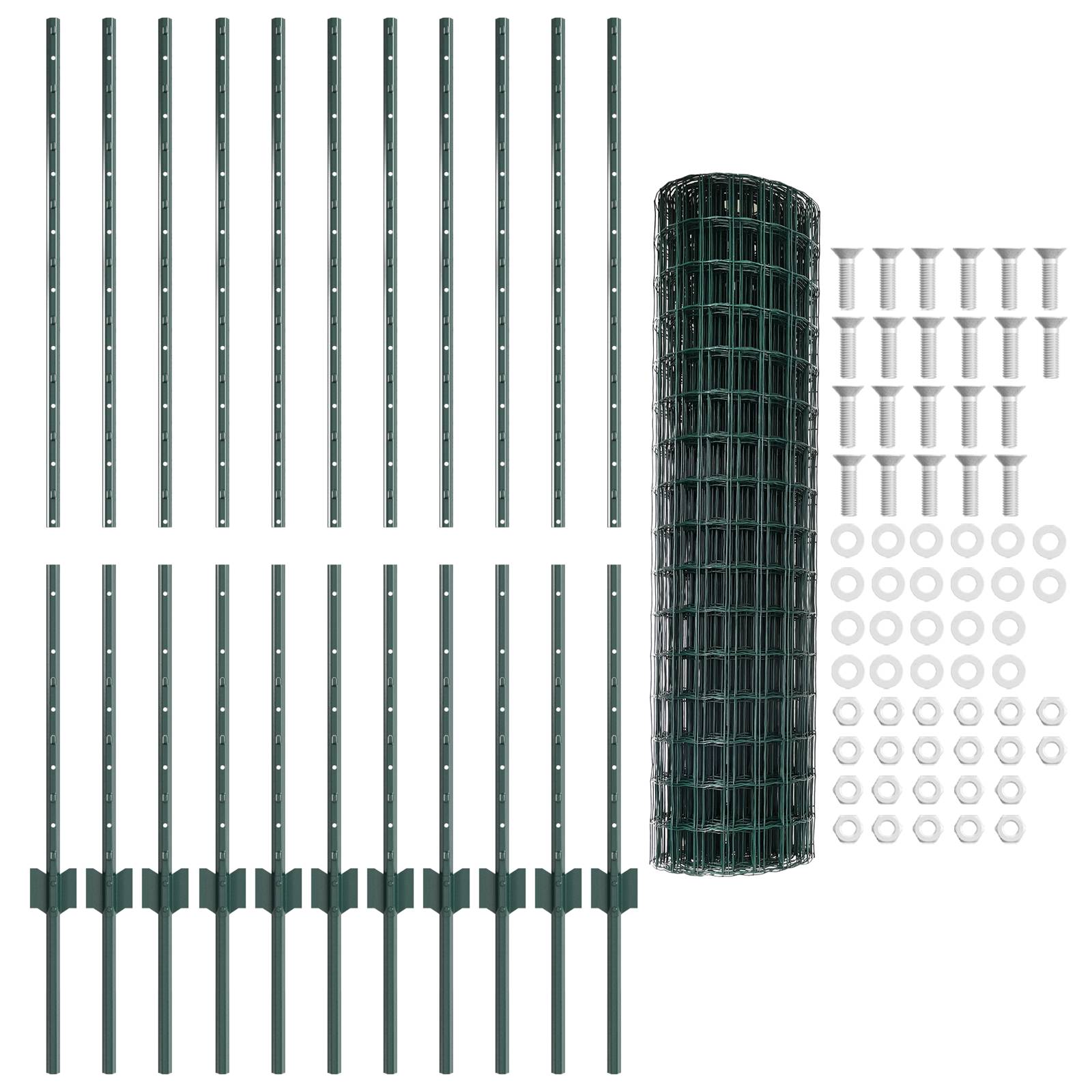 vidaXL Gartenzaun-Set Set mit 2 Grün Polyethylen 25 x 1,2 m Langlebig
