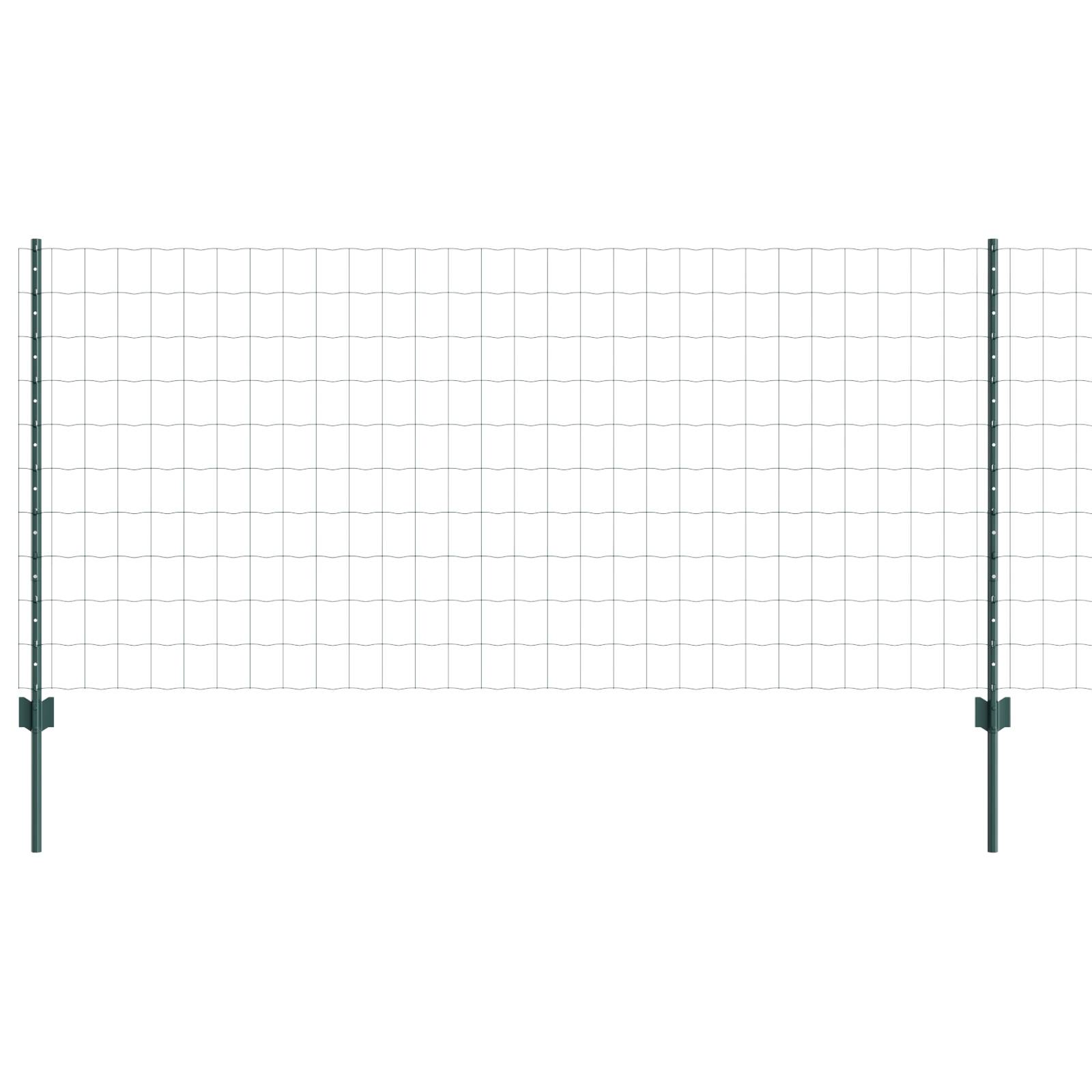 vidaXL Eurozaun mit 11 U-Pfosten Grün 1x25 m Stahl