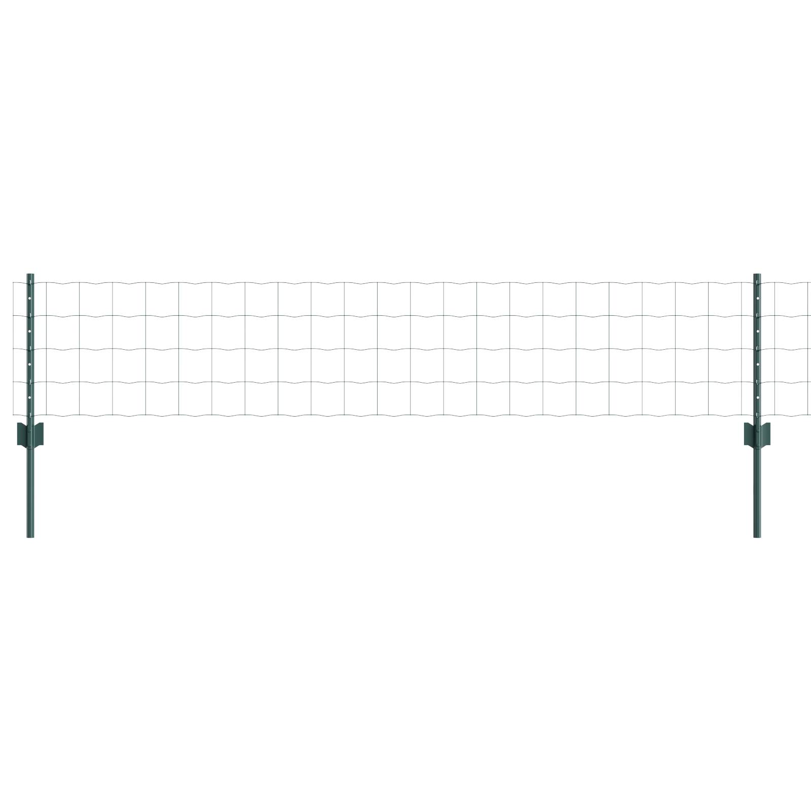 vidaXL Eurozaun mit 5 U-Pfosten Grün 0,4x10 m Stahl