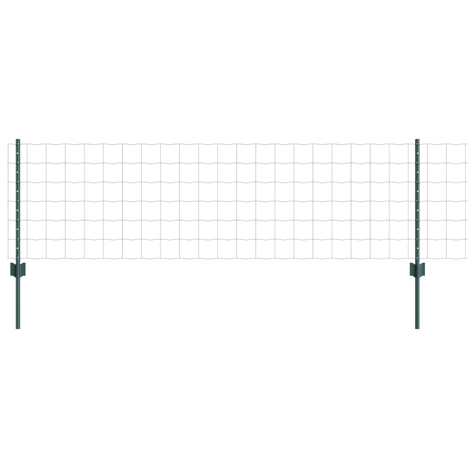 vidaXL Euro-Zaun mit 11 U-Pfosten grün 0,6x25 m Stahl