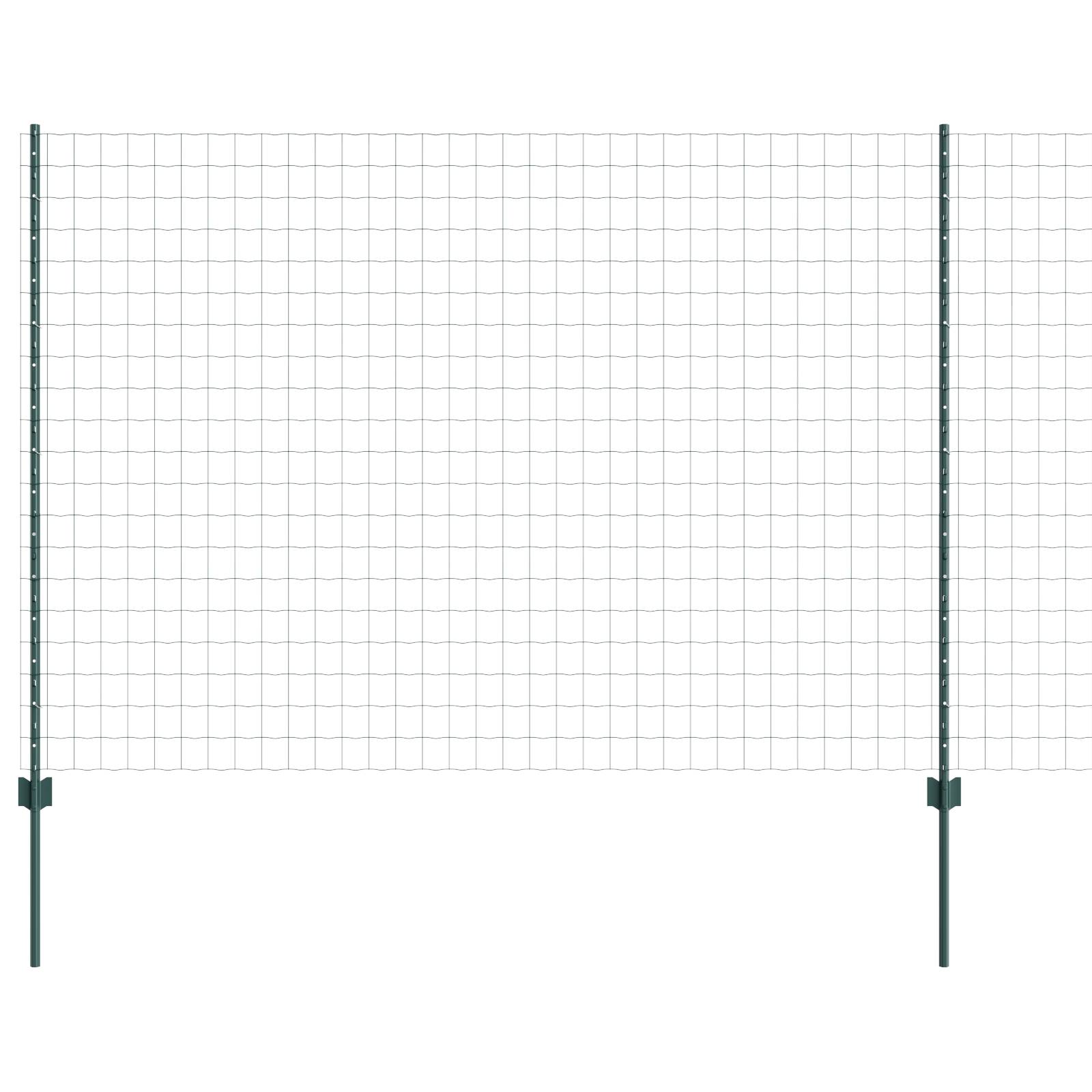 vidaXL Euro-Zaun mit 5 U-Pfosten Grün 1,6x10 m Stahl