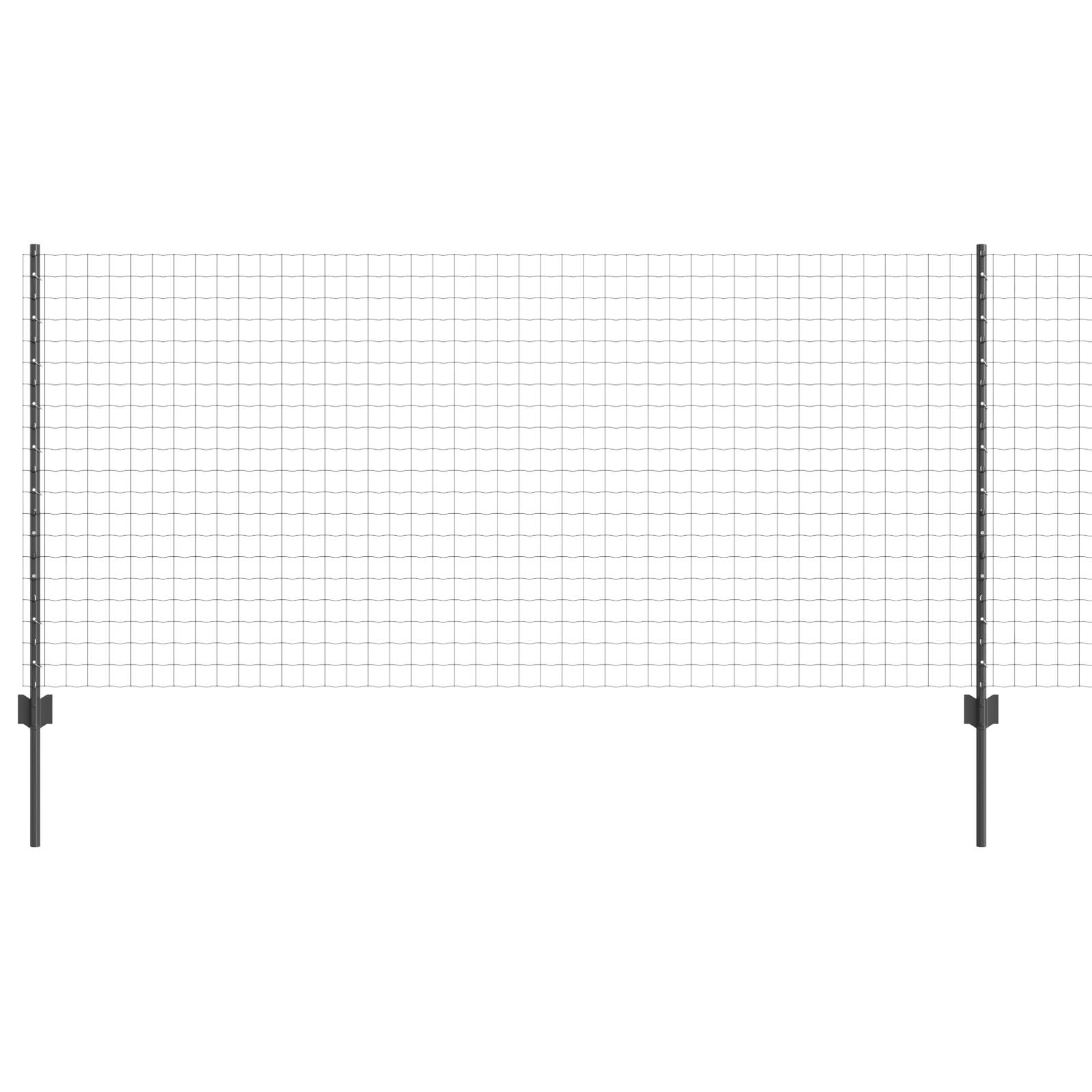 vidaXL Euro Zaun mit 10 U-Pfosten Grau 1x10 m Stahl