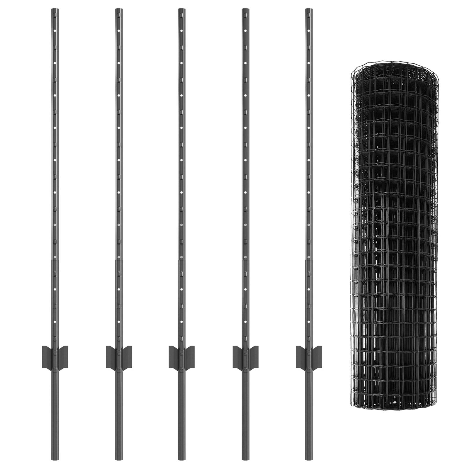 vidaXL Euro Zaun mit 10 U-Pfosten Grau 1x10 m Stahl