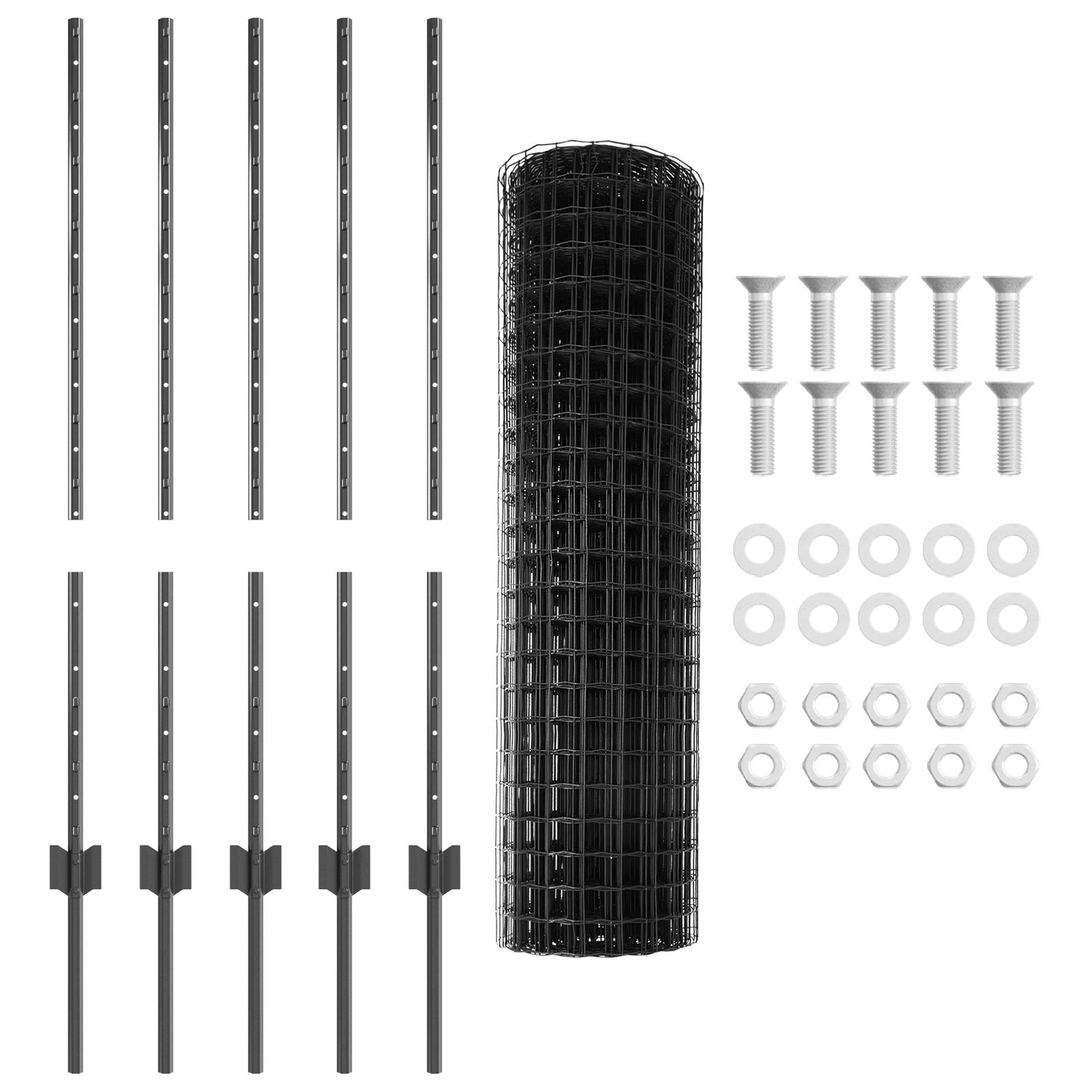 vidaXL Euro Zaun mit 10 U-Pfosten Grau 1x10 m Stahl