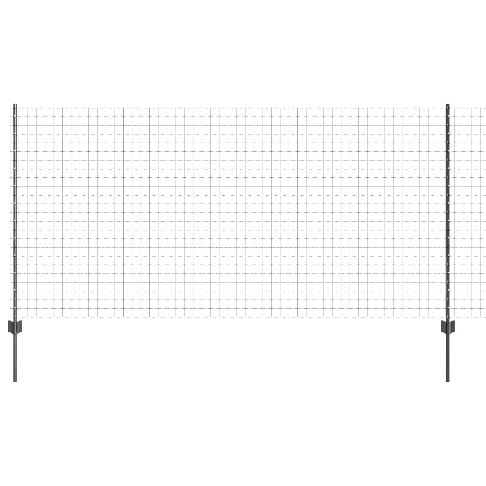 vidaXL Eurozaun mit 22 U-Pfosten Grau 1,2x25 m Stahl
