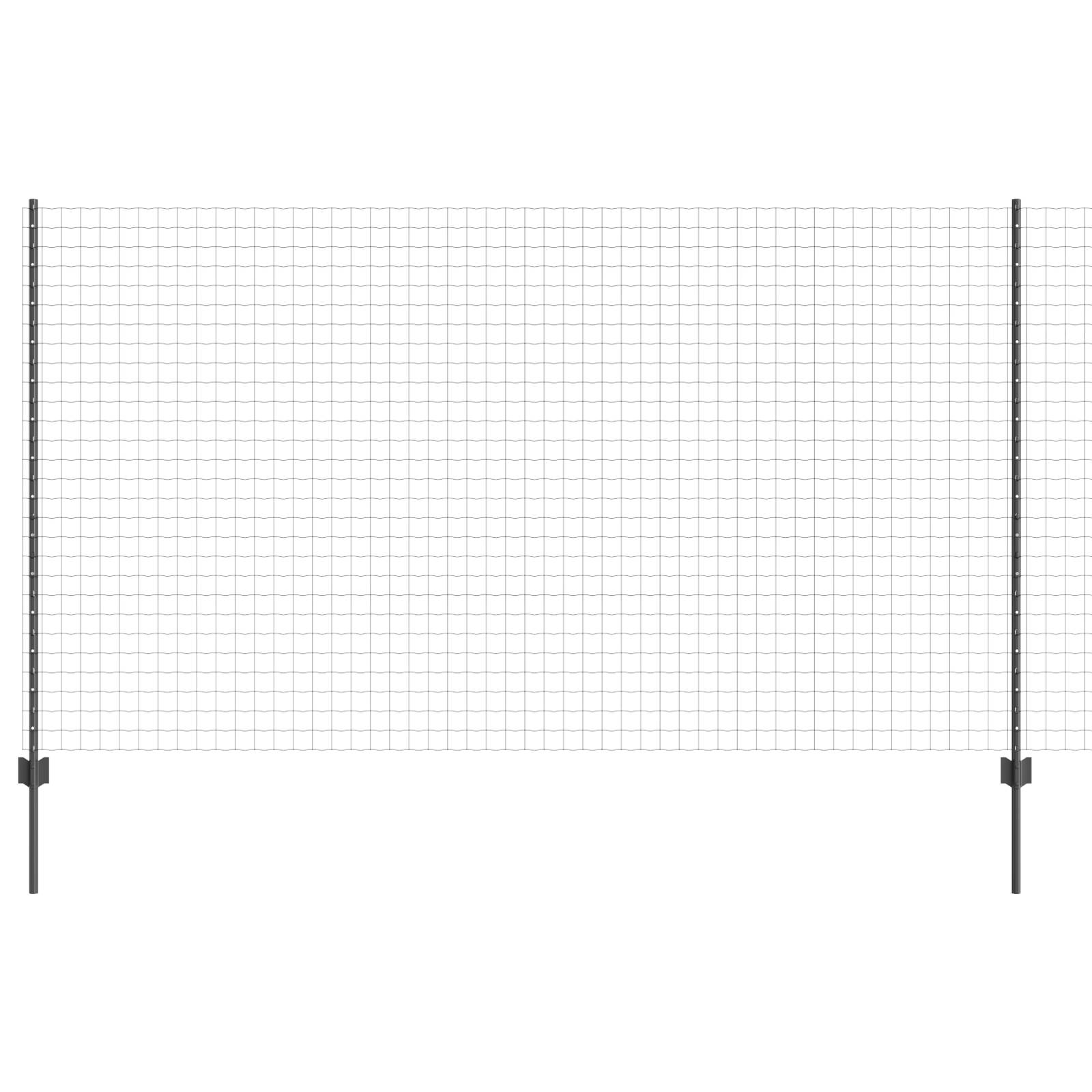vidaXL Eurozaun mit 10 U-Pfosten Grau 1,4x10 m Stahl