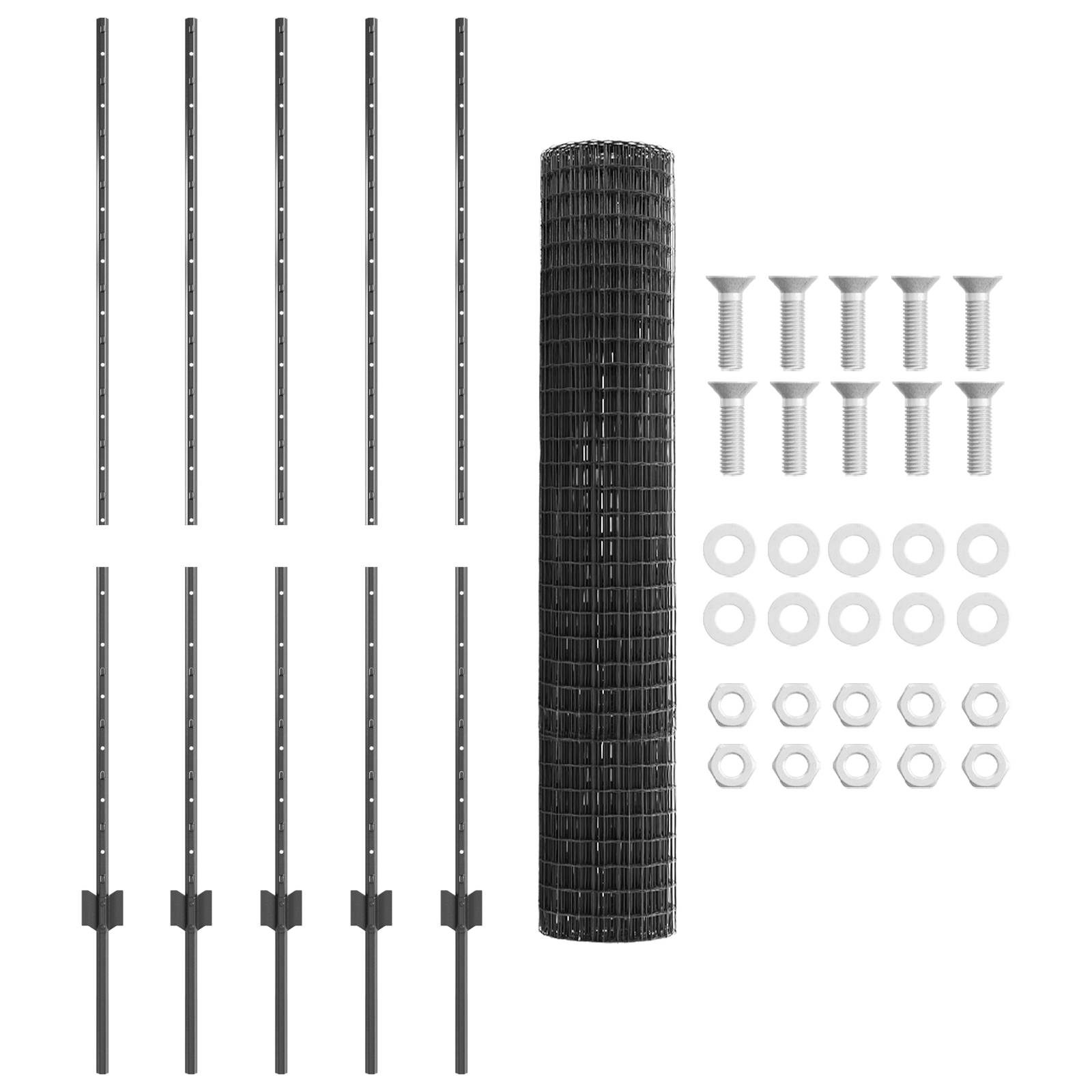 vidaXL Euro Zaun mit 10 U-Stangen Grau 1,4x10 m Stahl