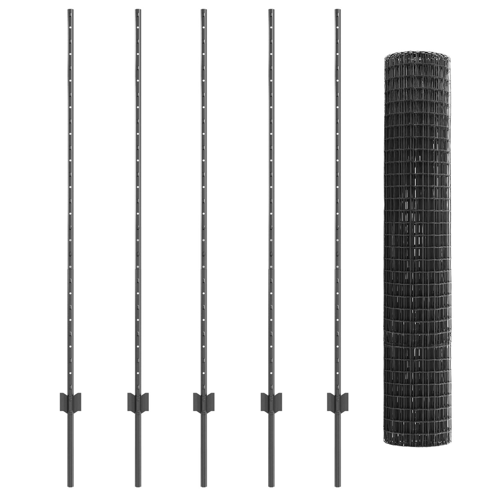 vidaXL Euro Zaun mit 10 U-Stangen Grau 1,4x10 m Stahl