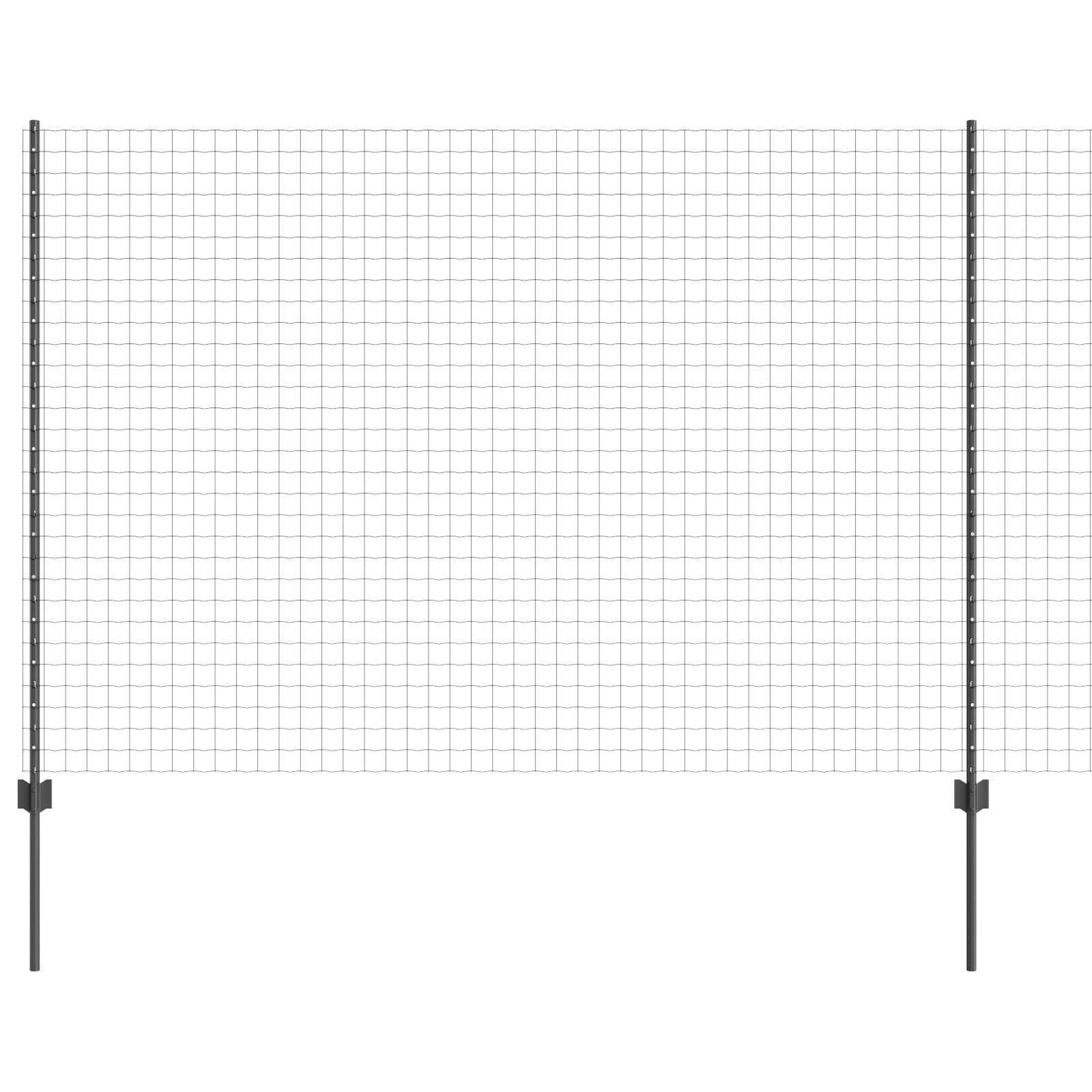 vidaXL Euro-Zaun mit 10 U-Pfosten Grau 1,6x10 m Stahl