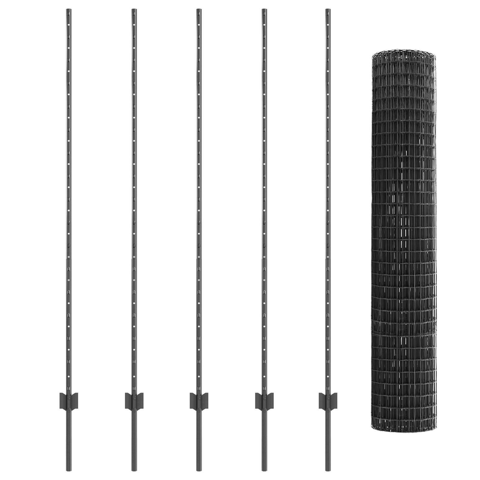 vidaXL Euro-Zaun mit 10 U-Pfosten Grau 1,6x10 m Stahl
