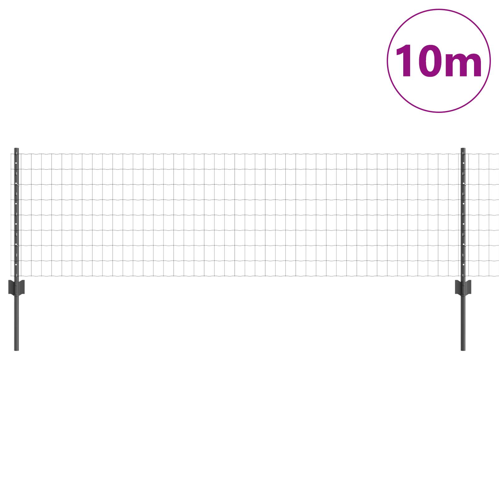 vidaXL Euro Zaun mit 5 U-Pfosten Grau 0,6x10 m Stahl