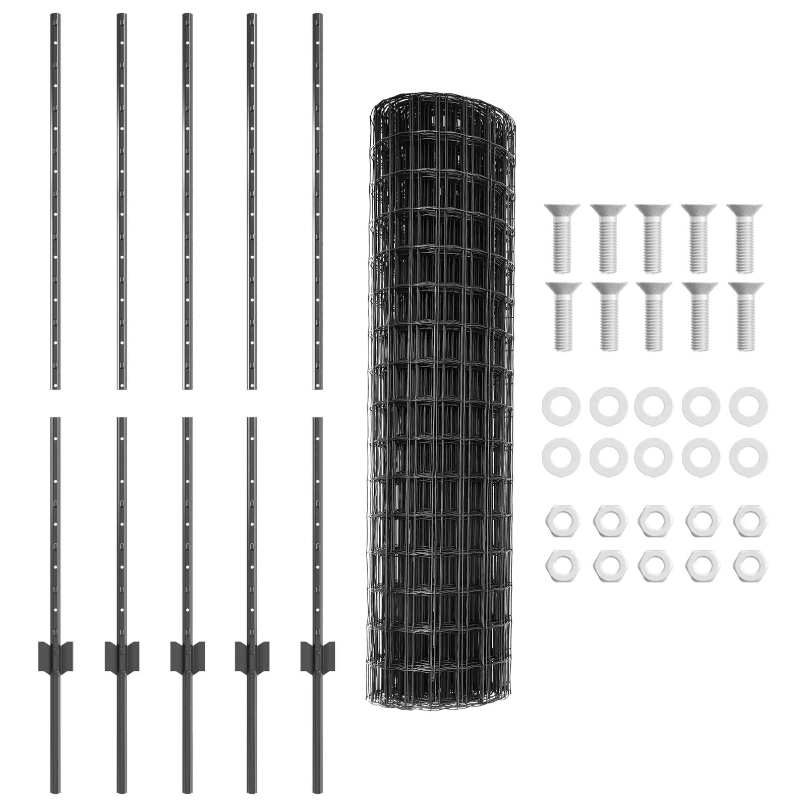 vidaXL Euro Zaun mit 10 U-Posten Grau 1,2x10 m Stahl