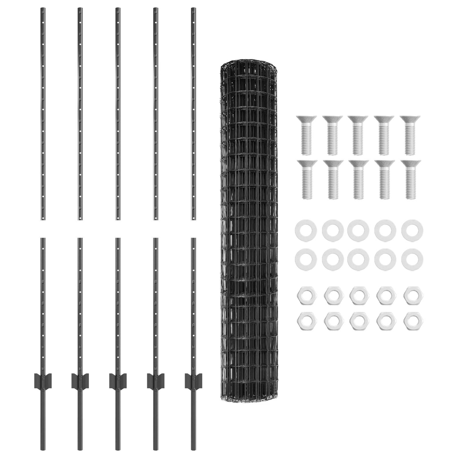 vidaXL Euro Zaun mit 10 U Pfosten Grau 1,4x10 m Stahl