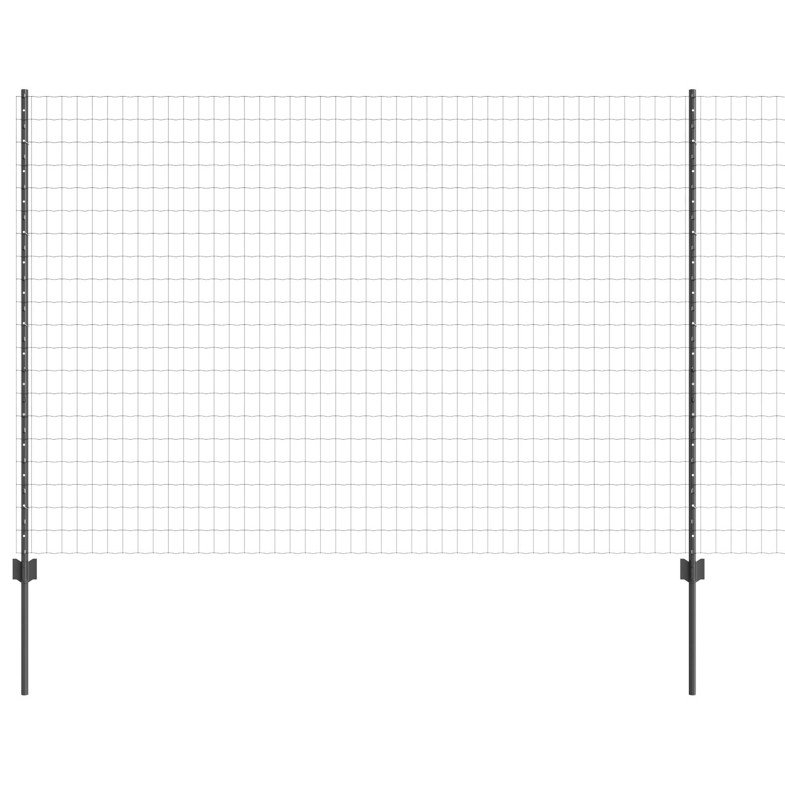 vidaXL Eurozaun mit 10 U-Pfosten Grau 1,6x10 m Stahl
