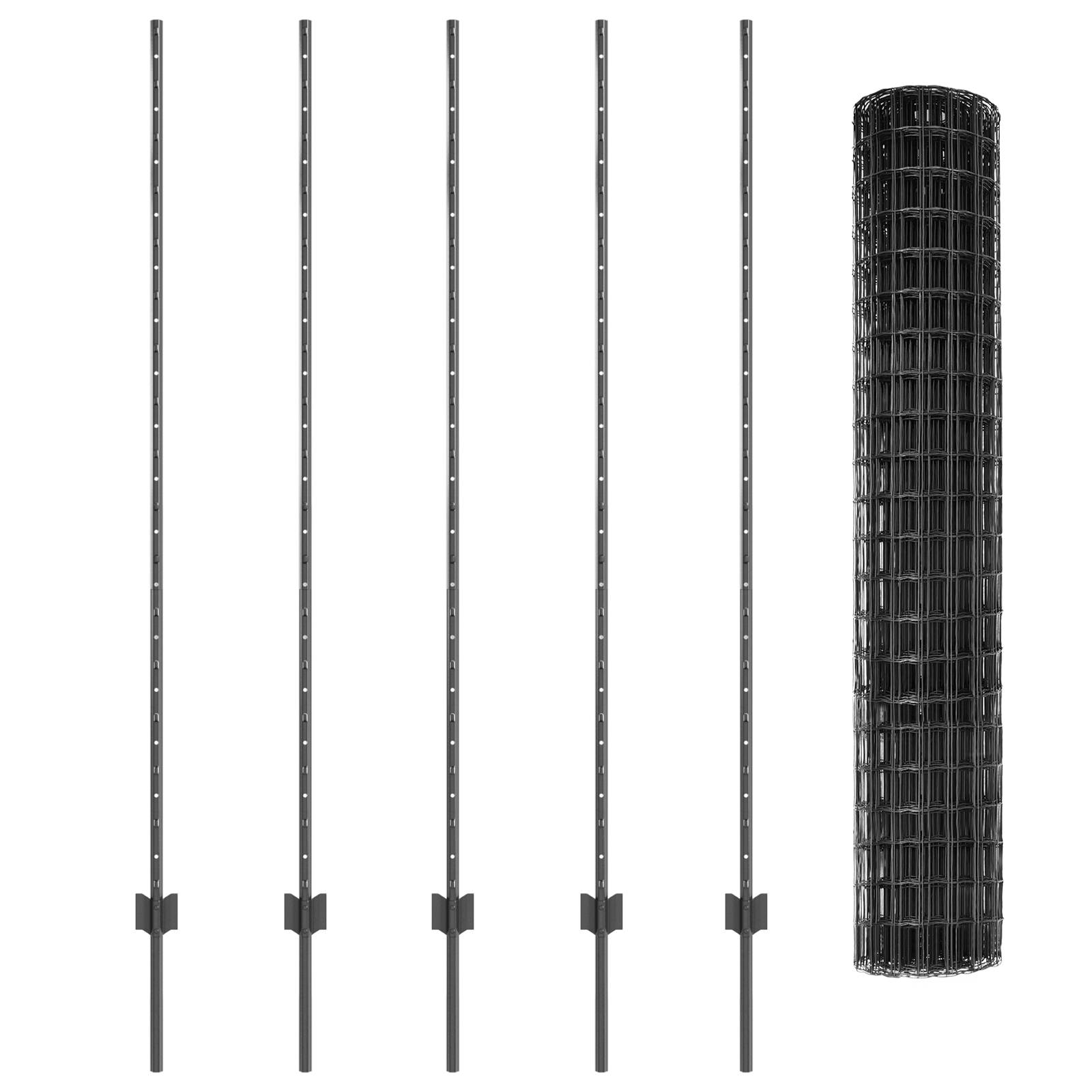vidaXL Eurozaun mit 10 U-Pfosten Grau 1,5x10 m Stahl
