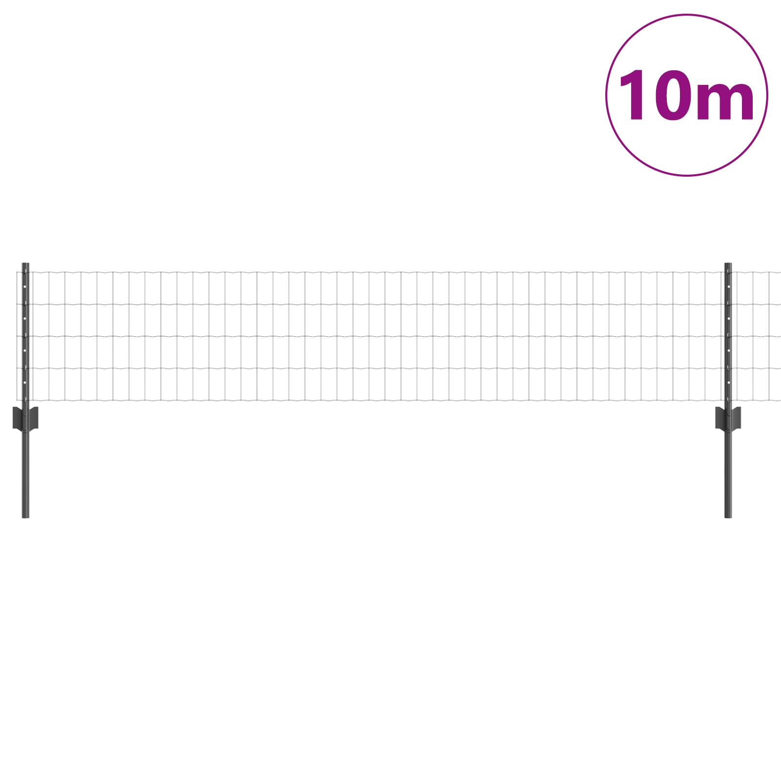 vidaXL Euro Zaun mit 5 U Pfosten Grau 0,4x10 m Stahl