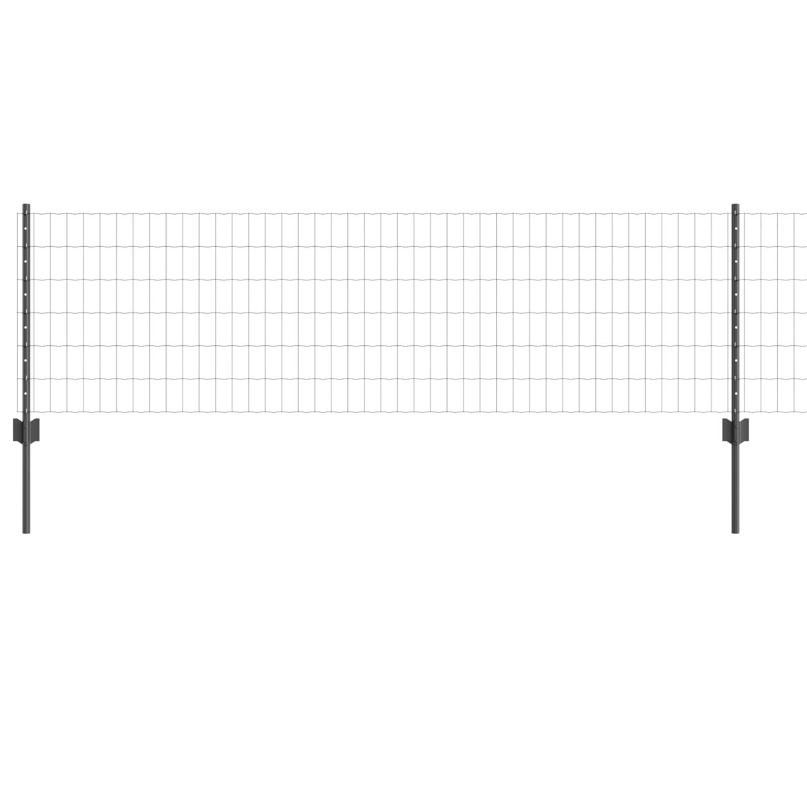 vidaXL Euro Zaun mit 5 U Pfosten Grau 0.6x10 m Stahl