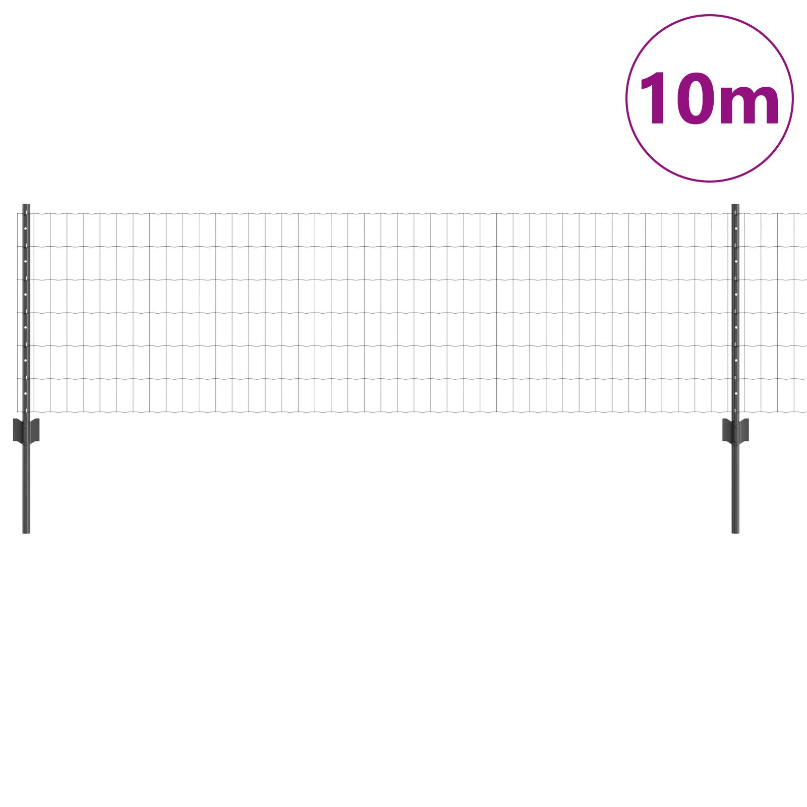 vidaXL Euro Zaun mit 5 U Pfosten Grau 0.6x10 m Stahl