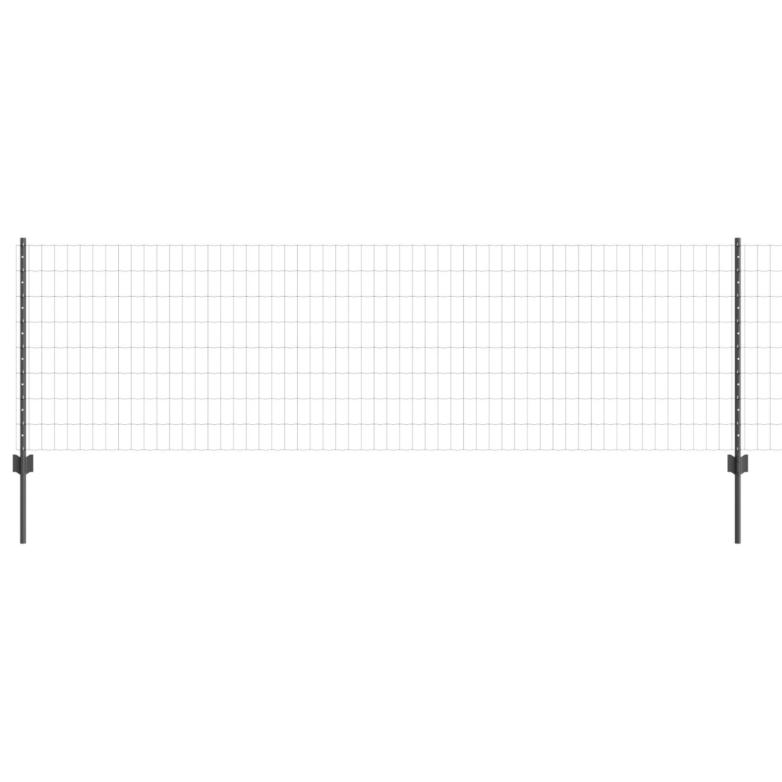 vidaXL Euro Zaun mit 5 U Pfosten Grau 0,8x10 m Stahl