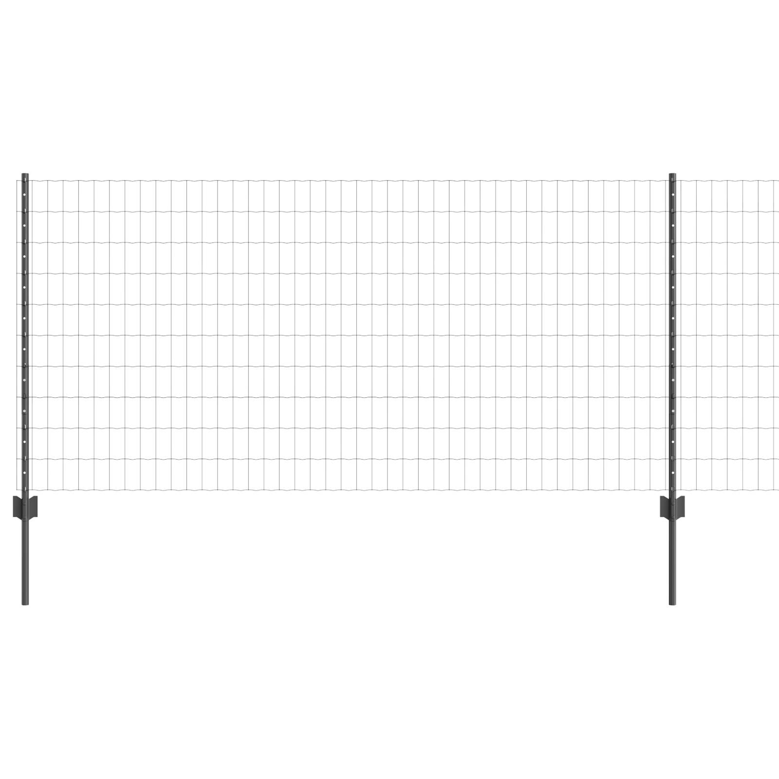 vidaXL Euro Zaun mit 22 U-Pfosten Grau 1x25 m Stahl
