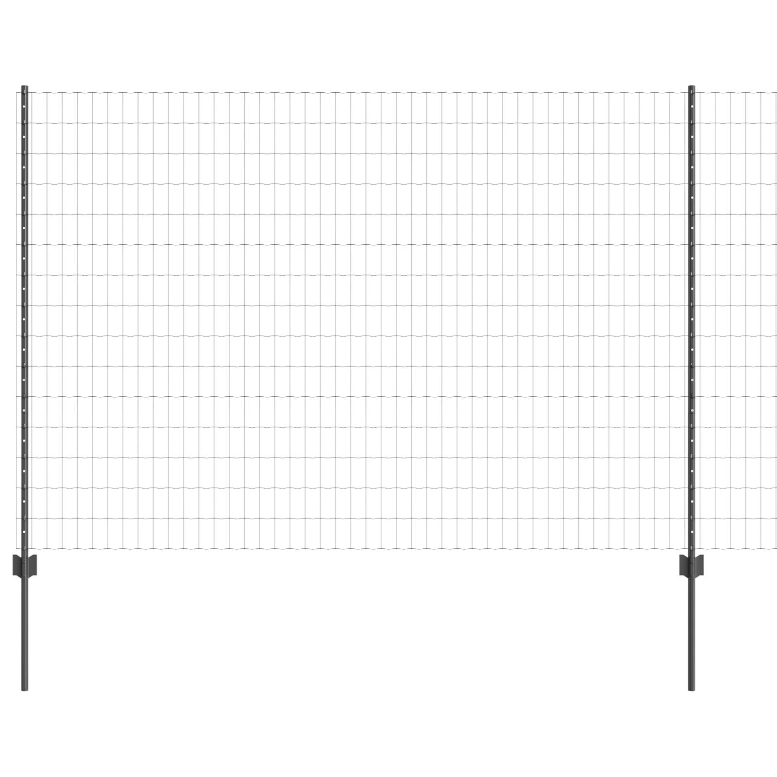 vidaXL Euro Zaun mit 10 U-Pfosten Grau 1,5x10 m Stahl