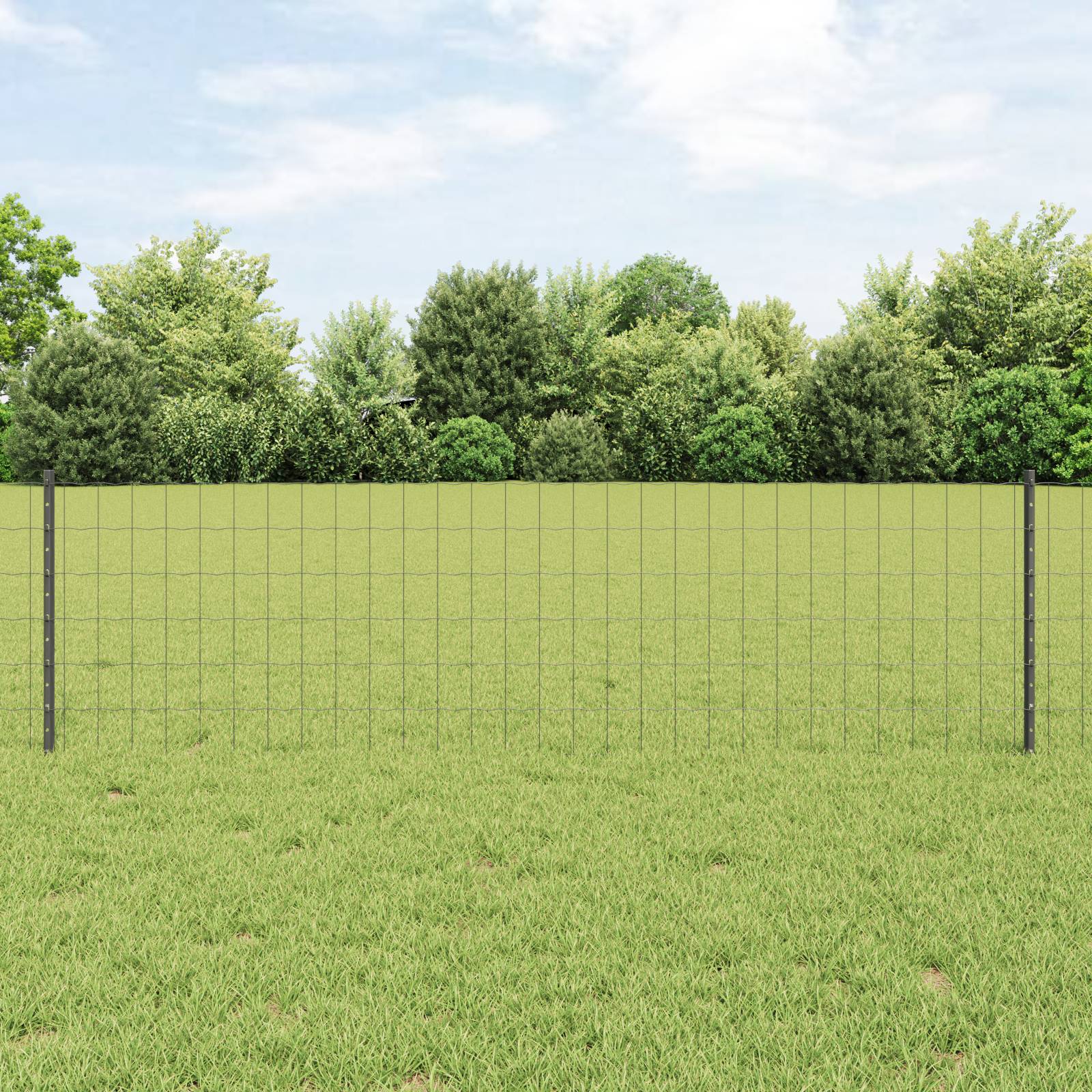 vidaXL Euro Zaun mit 11 U Pfosten Grau 0,6x25 m Stahl