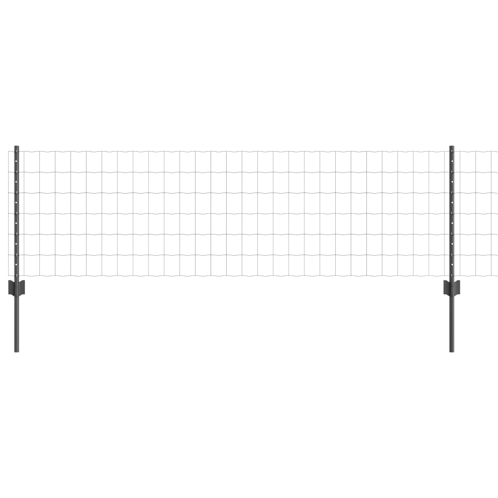 vidaXL Euro Zaun mit 11 U Pfosten Grau 0,6x25 m Stahl
