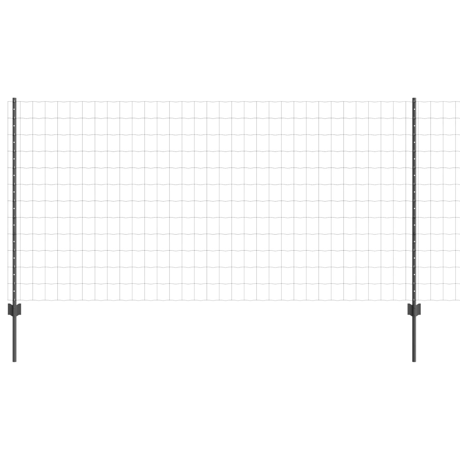 vidaXL Euro Zaun mit 22 U-Posten Grau 1,2x25 m Stahl