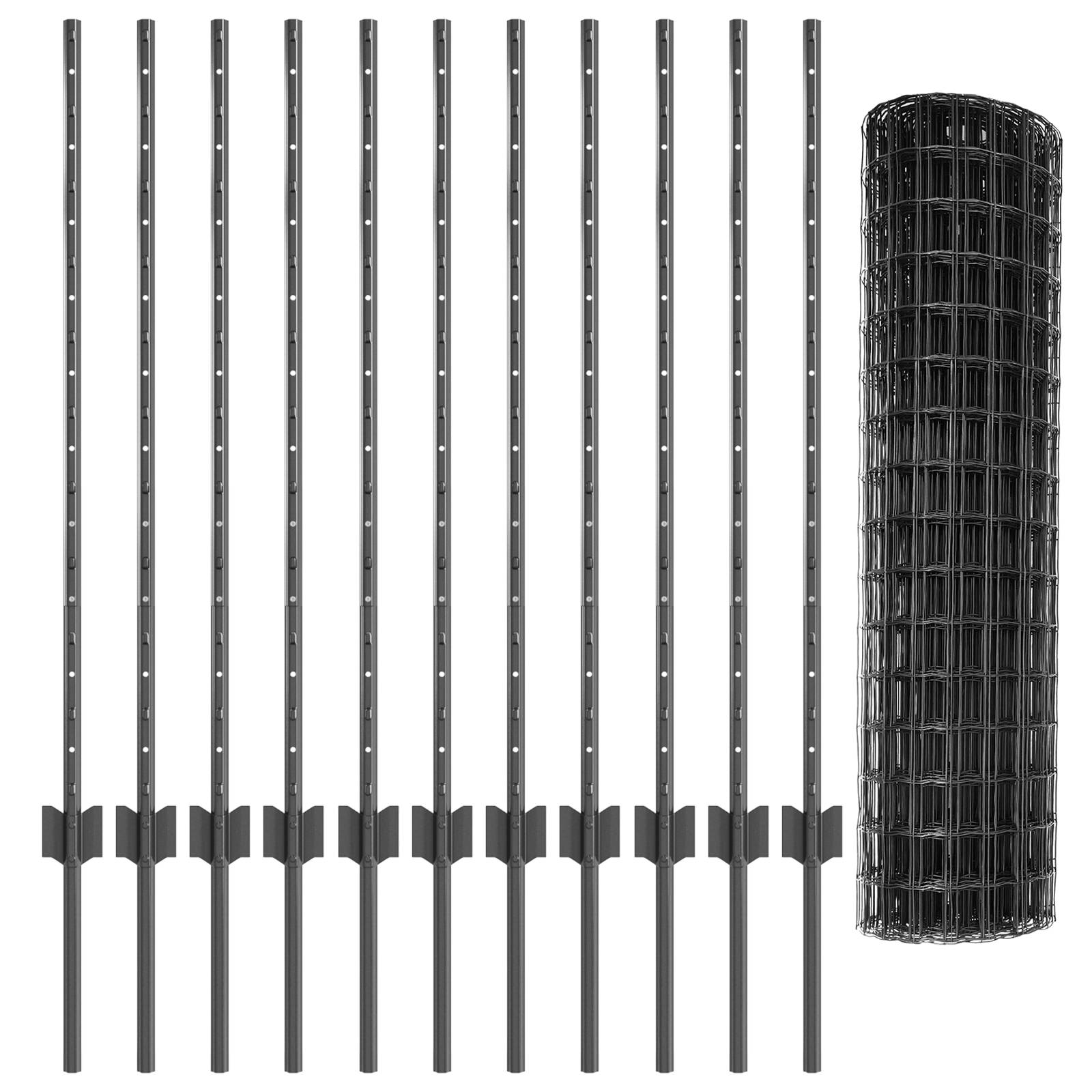 vidaXL Euro Zaun mit 22 U-Pfosten Grau 1x25 m Stahl