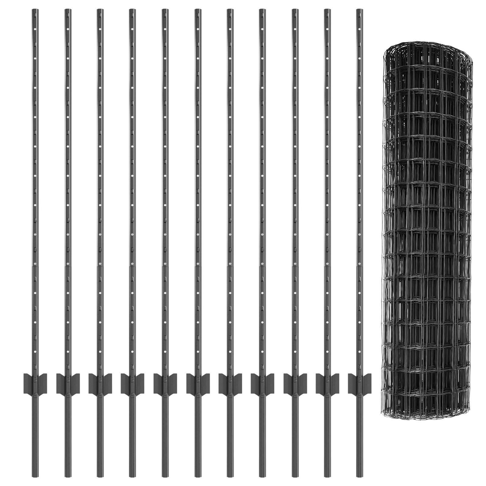 vidaXL Euro Zaun mit 22 U-Posten Grau 1,2x25 m Stahl