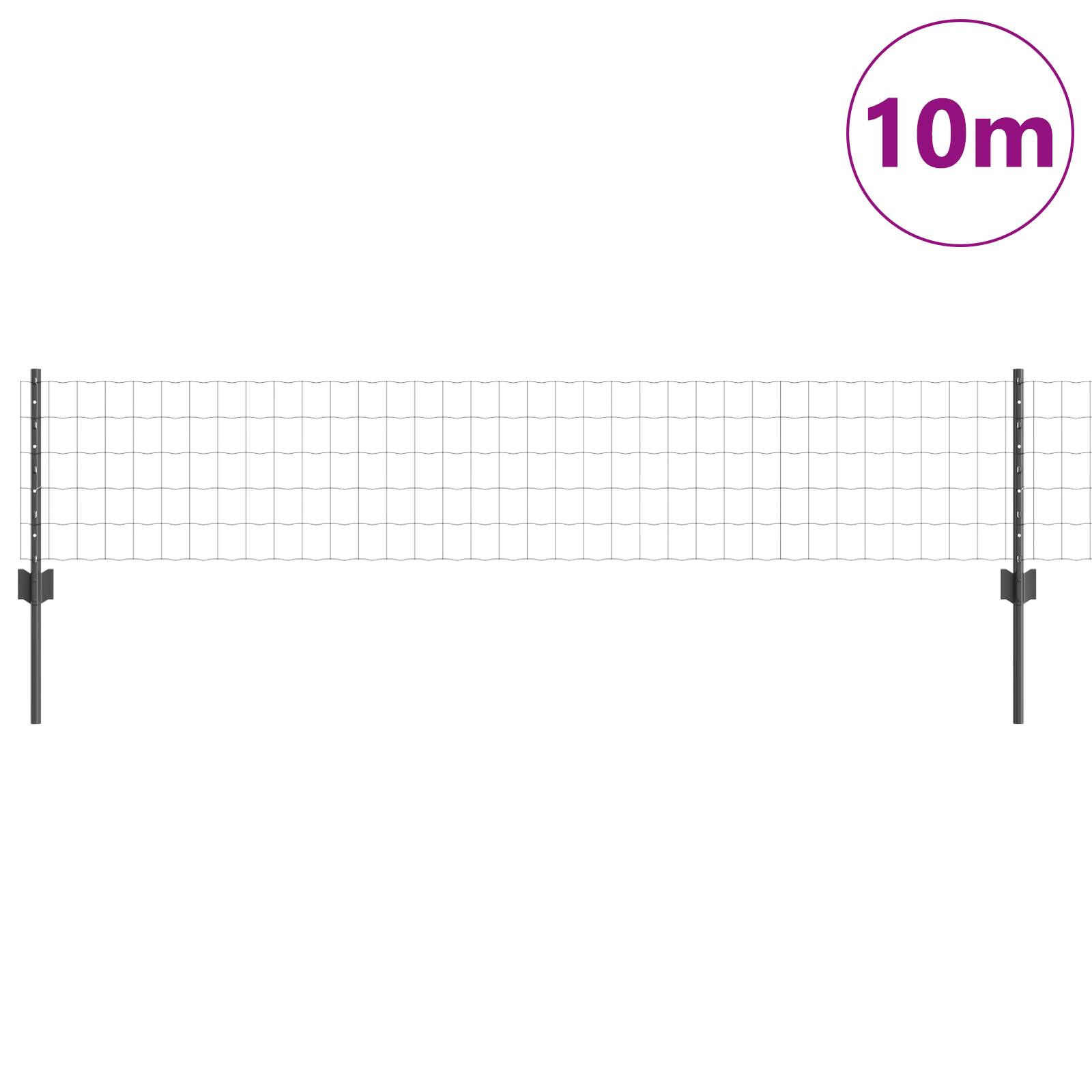 vidaXL Euro Zaun mit 5 U-Posten Grau 0,4x10 m Stahl
