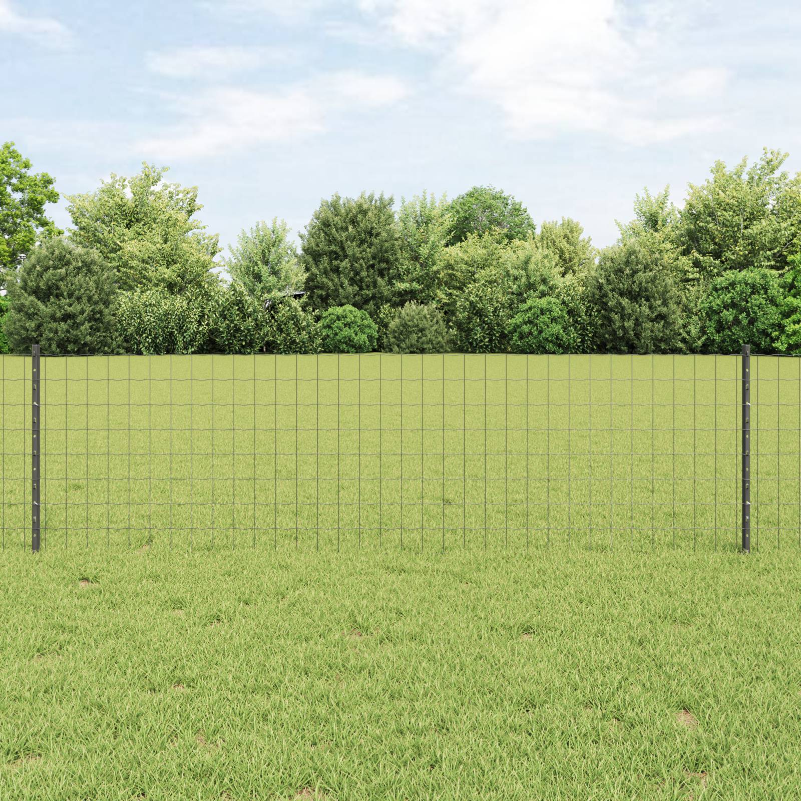 vidaXL Euro Zaun mit 22 U Pfosten Grau 0,6x50 m Stahl