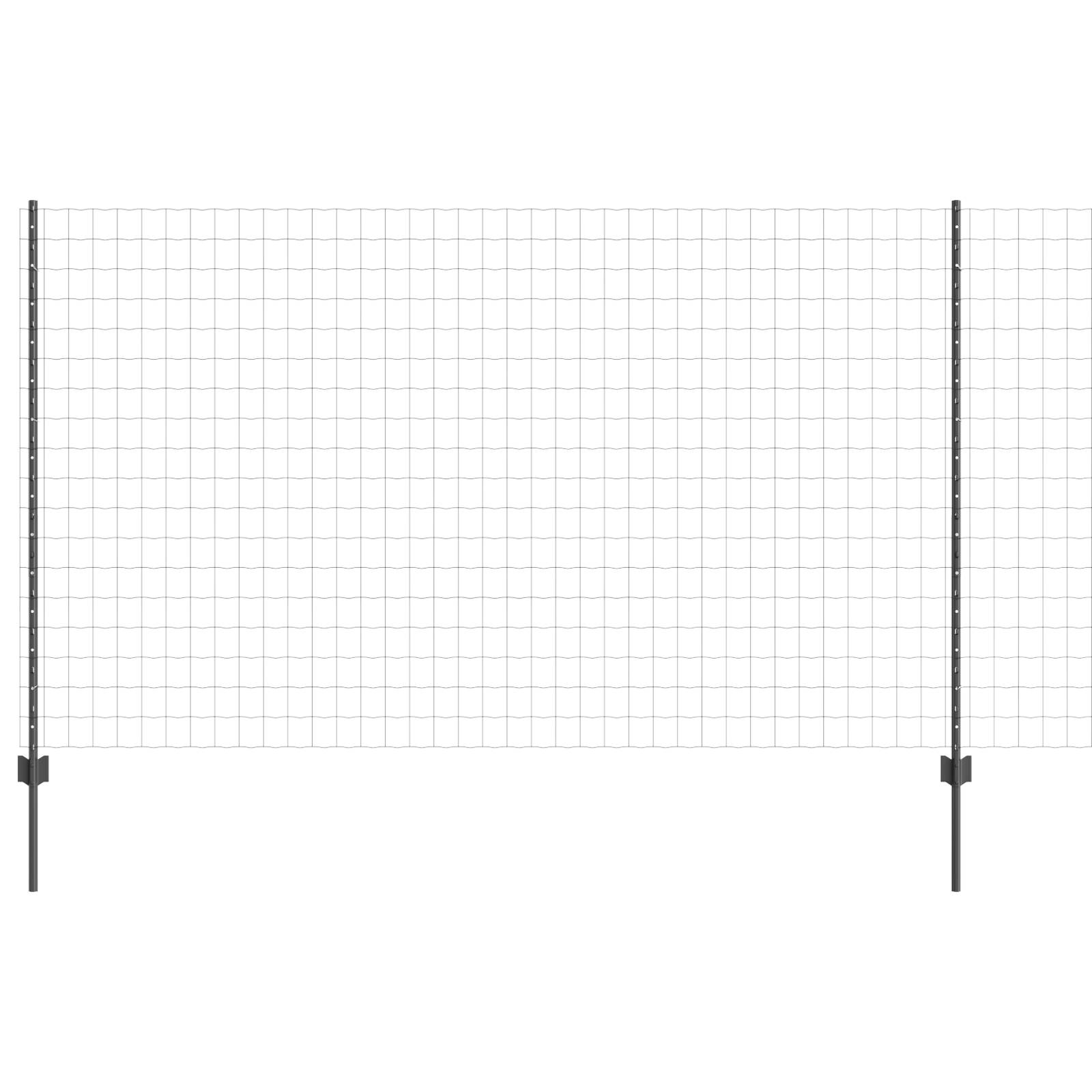 vidaXL Euro-Zaun mit 10 U-Pfosten Grau 1,4x10 m Stahl