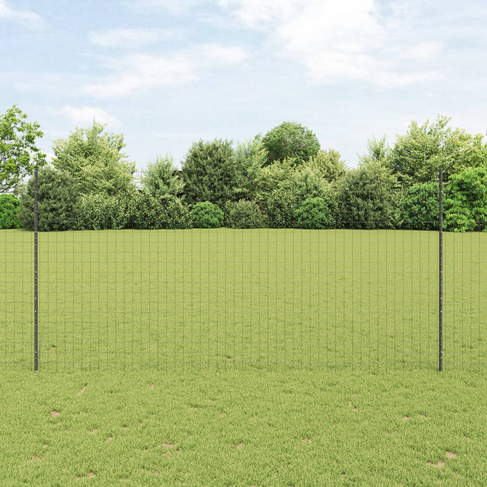 vidaXL Eurozaun mit 10 U-Pfosten Grau 1,5x10 m Stahl