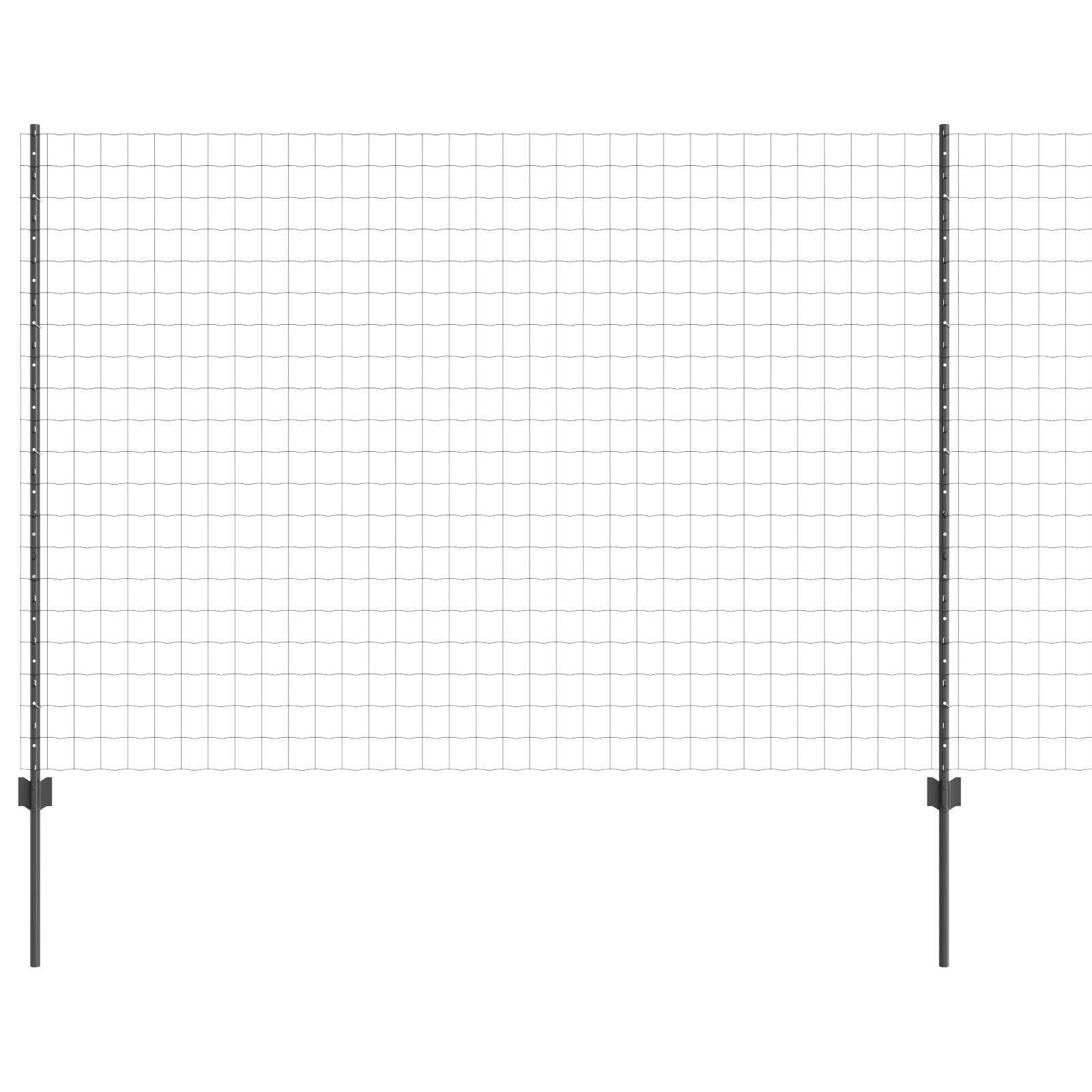 vidaXL Eurozaun mit 10 U-Pfosten Grau 1,5x10 m Stahl