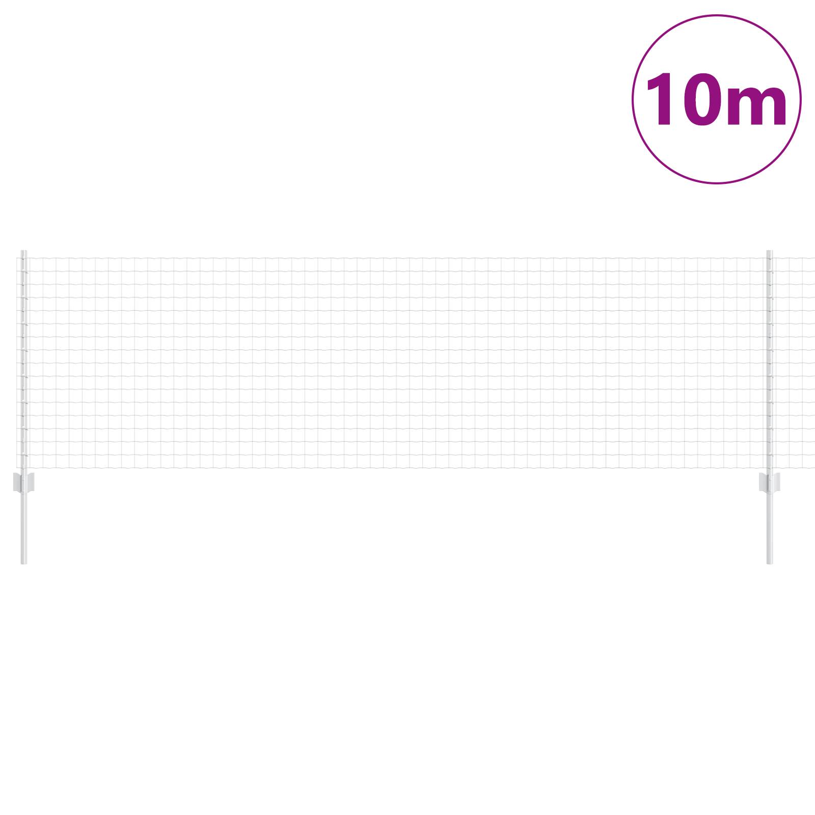 vidaXL Euro Zaun mit 5 U Pfosten Silber 0,8x10 m Stahl