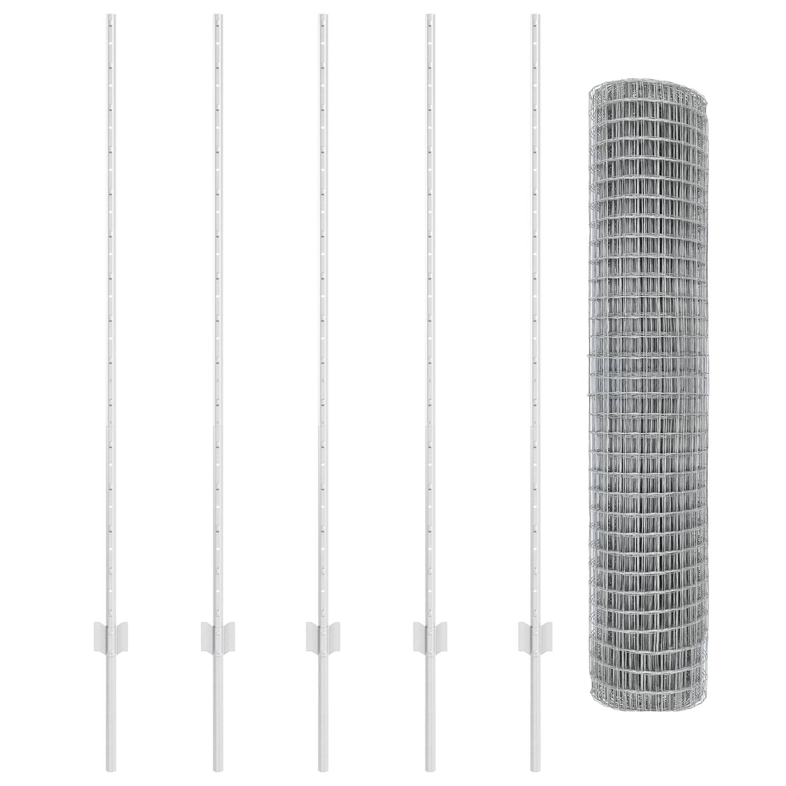 vidaXL Euro Zaun mit 10 U-Pfosten Silber 1,4x10 m Stahl