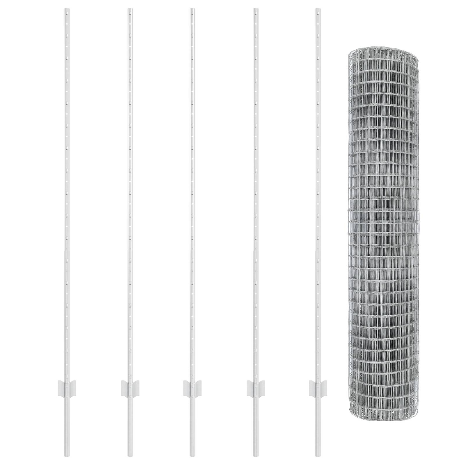 vidaXL Euro-Zaun mit 10 U-Pfosten Silber 1,5x10 m Stahl