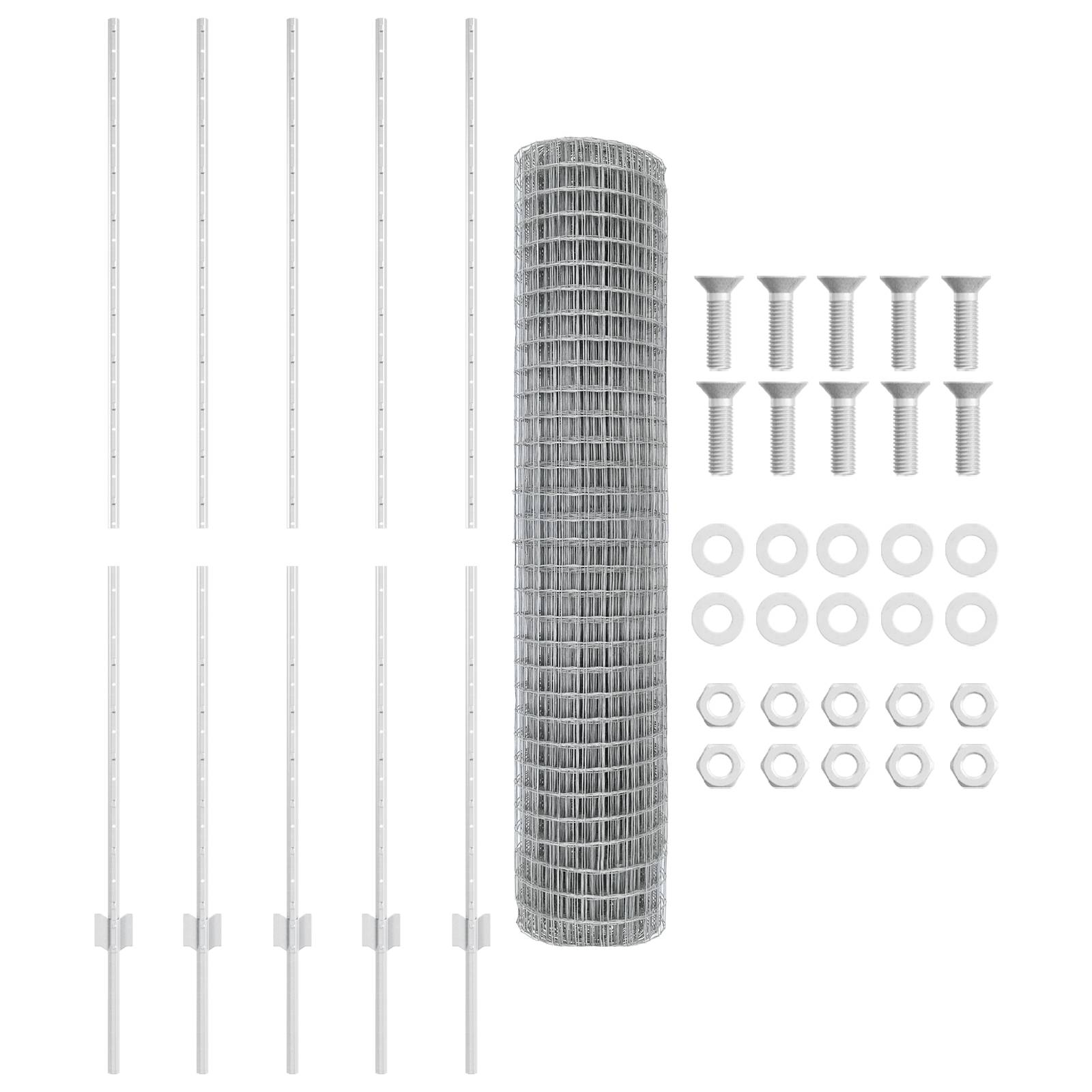 vidaXL Euro-Zaun mit 10 U-Pfosten Silber 1,5x10 m Stahl