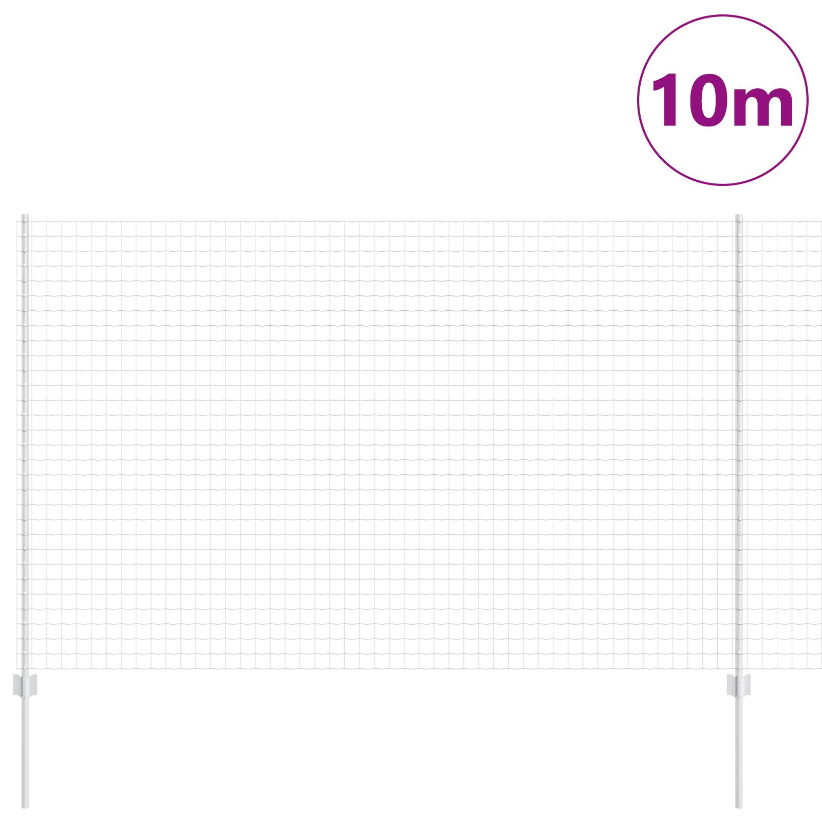 vidaXL Euro-Zaun mit 10 U-Pfosten Silber 1,5x10 m Stahl