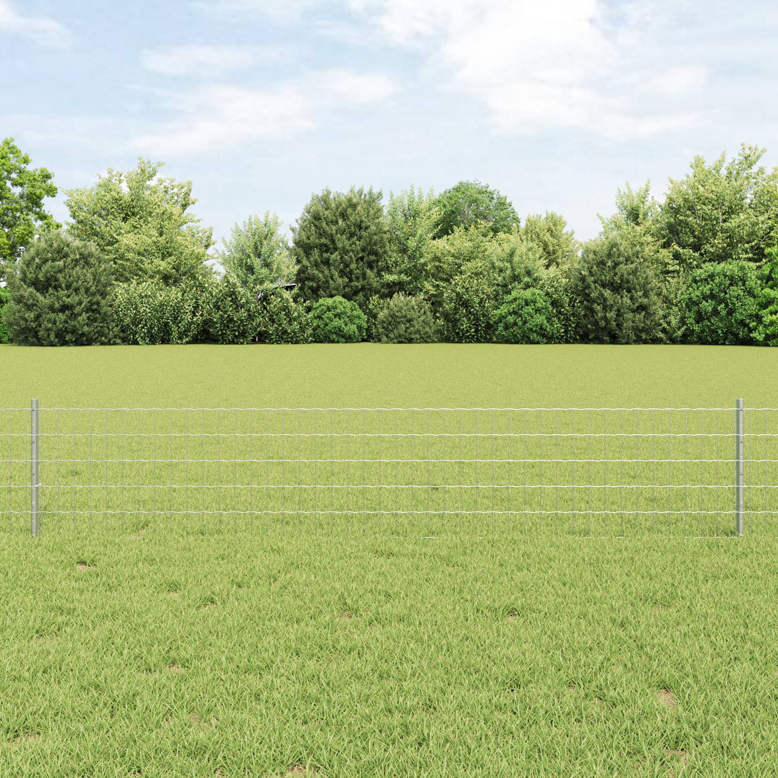 vidaXL Euro Zaun mit 22 U-Pfosten Silber 0,4x50 m Stahl